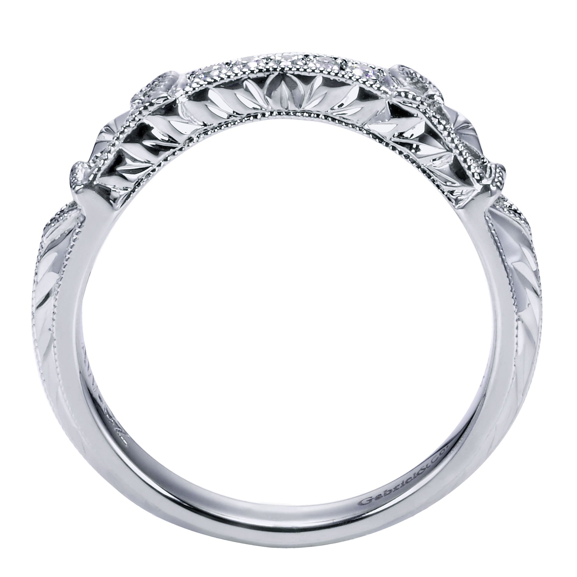 14k White Gold Diamond Curved Wedding Band angle 2 14k White Gold Diamond Curved Wedding Band angle 2