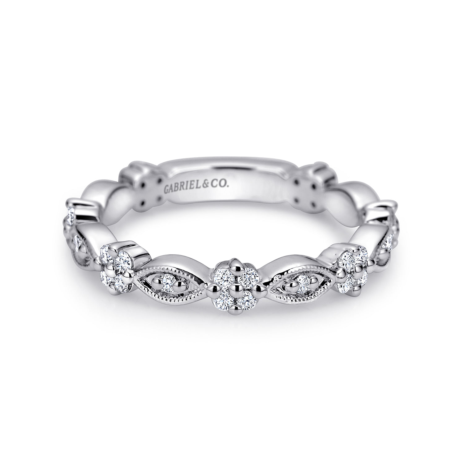 14k White Gold Diamond Curved 14k White Gold Diamond Curved