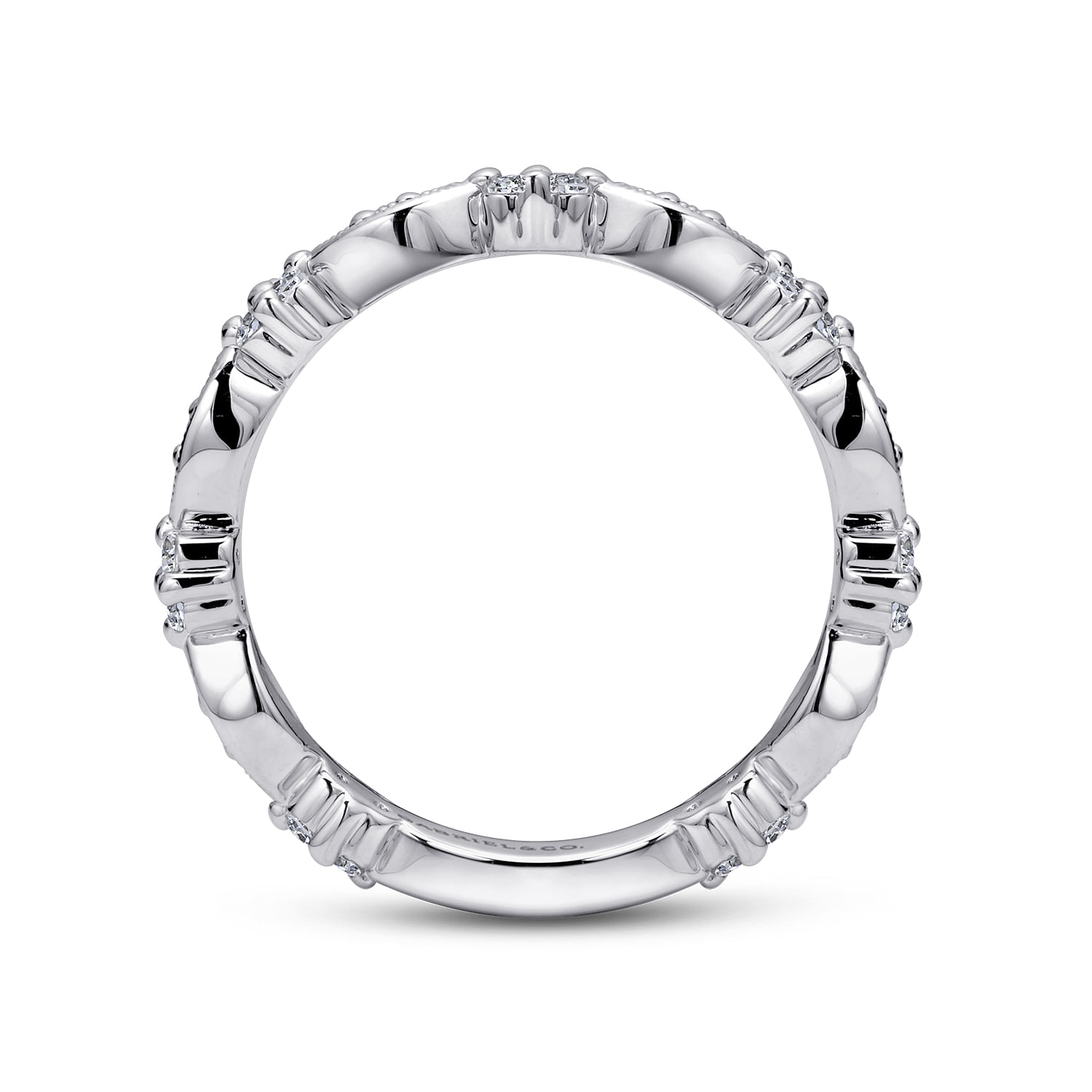 14k White Gold Diamond Curved Wedding Band angle 2 14k White Gold Diamond Curved Wedding Band angle 2