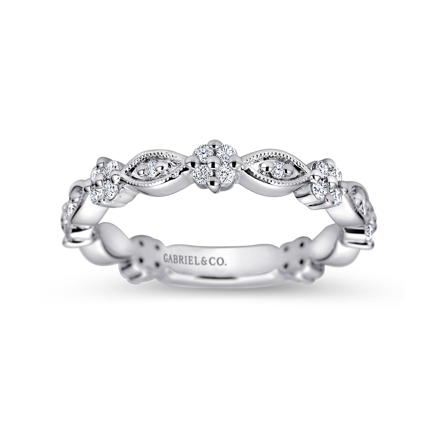 14k White Gold Diamond Curved Wedding Band angle 5 14k White Gold Diamond Curved Wedding Band angle 5