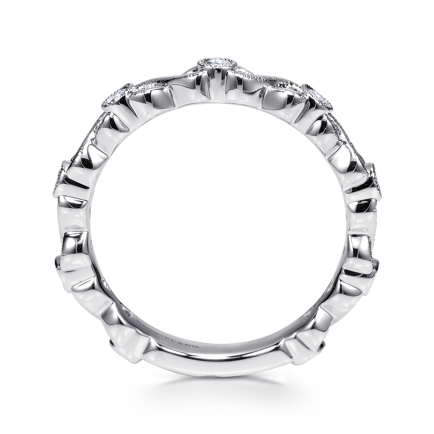 14k White Gold Diamond Curved Wedding Band angle 2 14k White Gold Diamond Curved Wedding Band angle 2