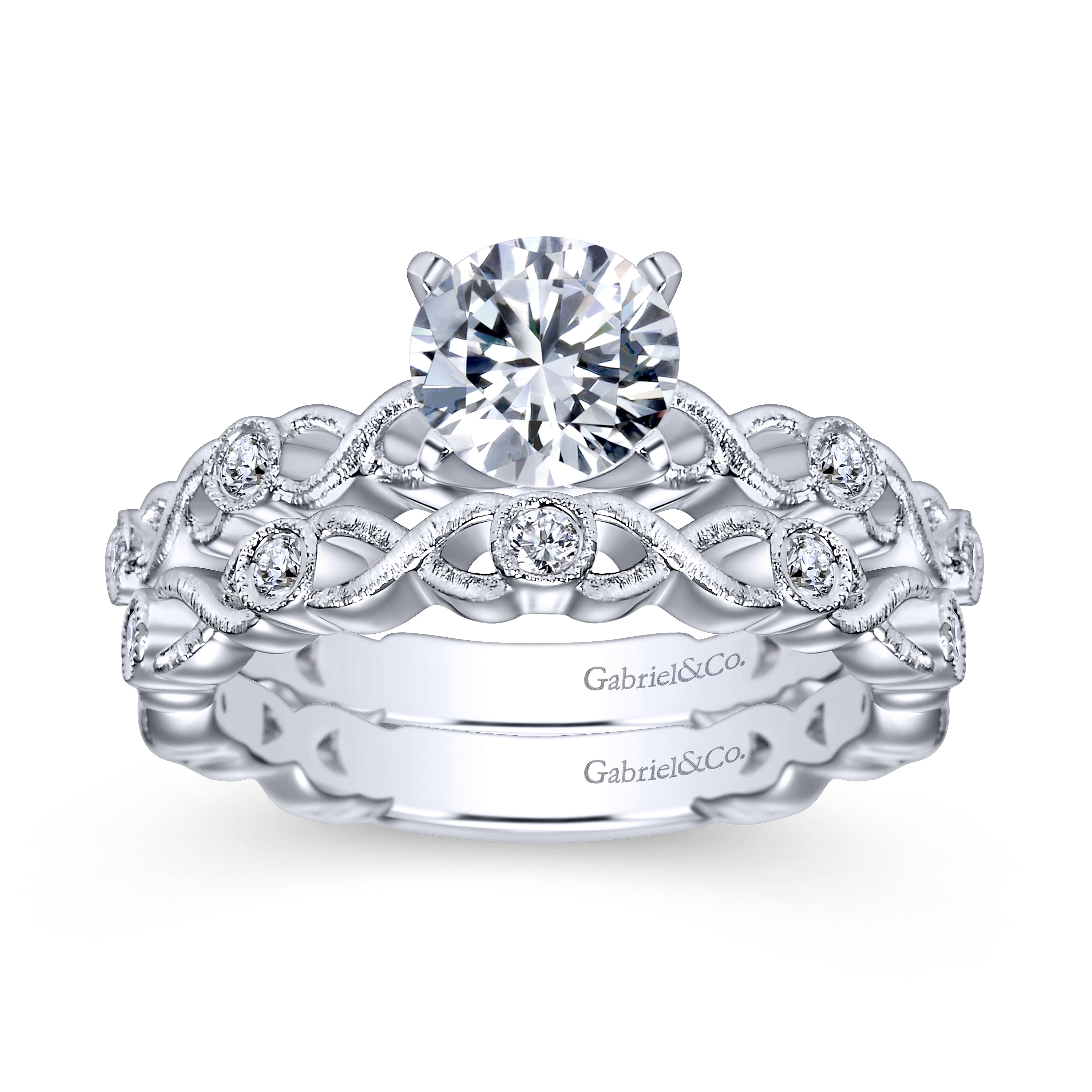 14k White Gold Diamond Curved Wedding Band angle 4 14k White Gold Diamond Curved Wedding Band angle 4