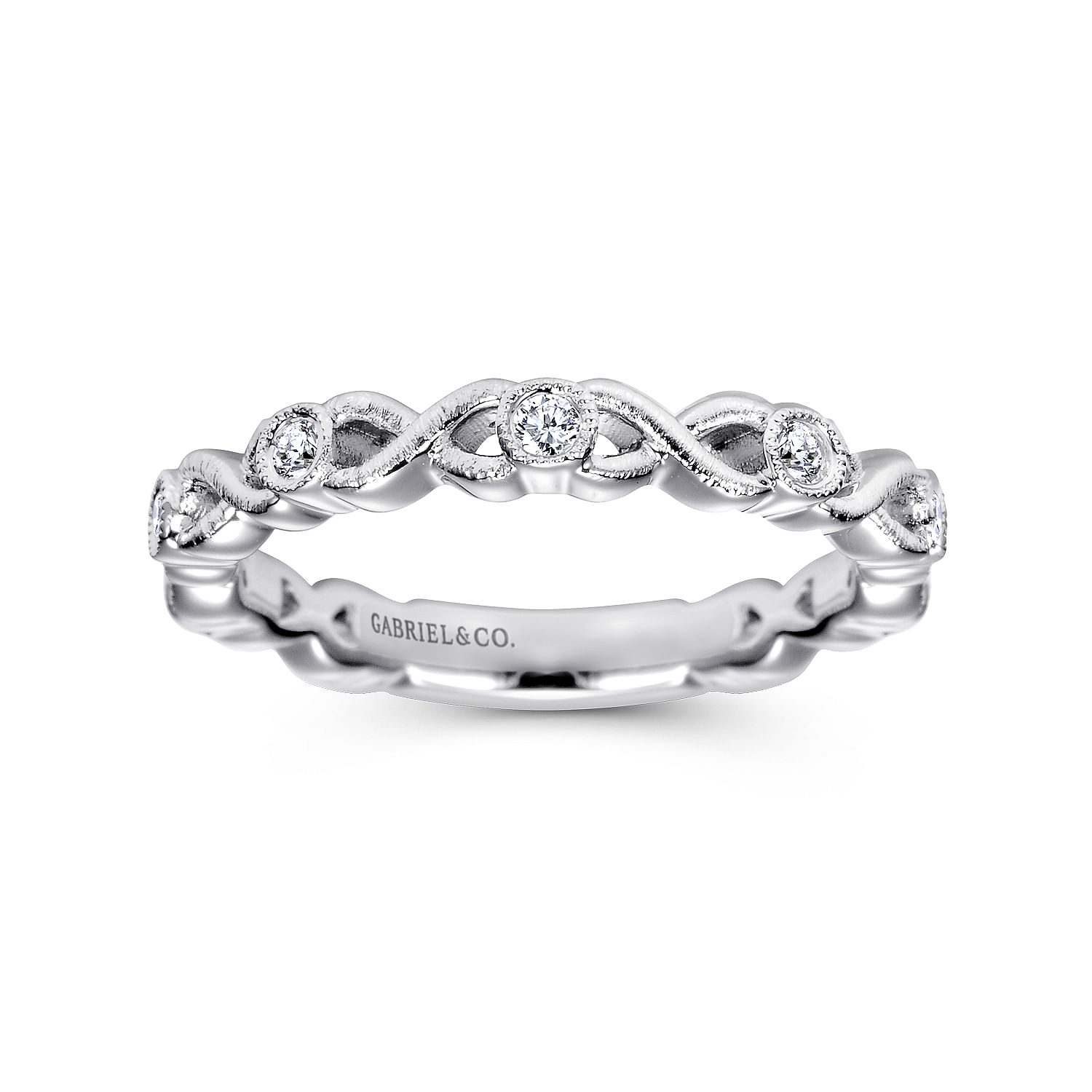 14k White Gold Diamond Curved Wedding Band angle 5 14k White Gold Diamond Curved Wedding Band angle 5
