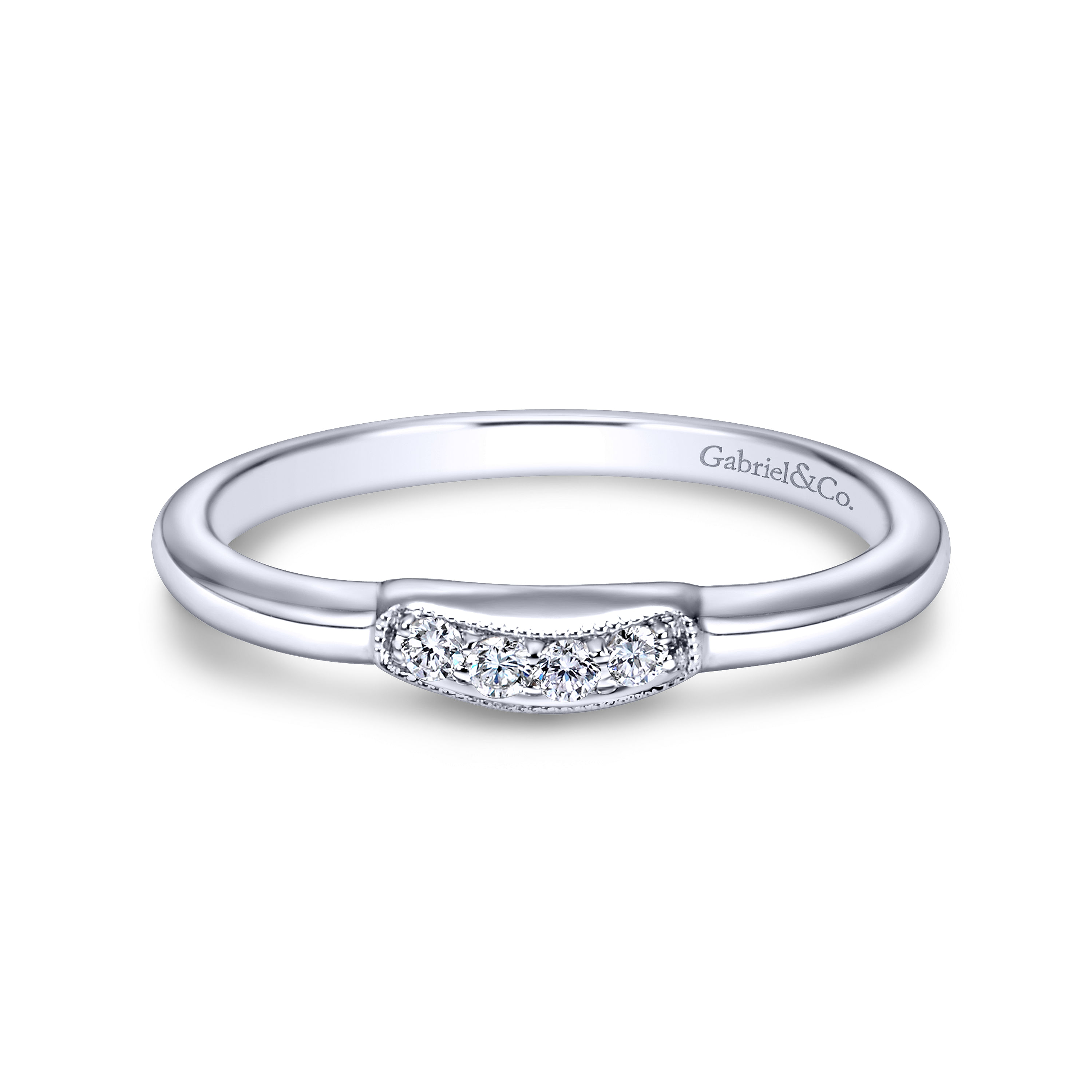 14k White Gold Diamond Curved 14k White Gold Diamond Curved