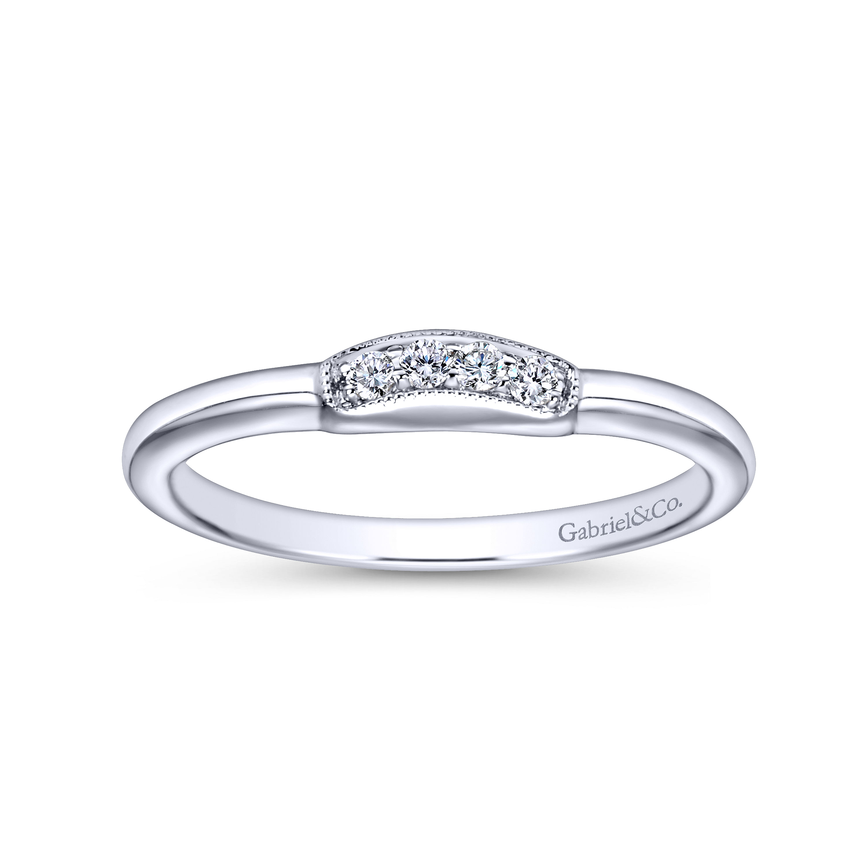 14k White Gold Diamond Curved Wedding Band angle 5 14k White Gold Diamond Curved Wedding Band angle 5