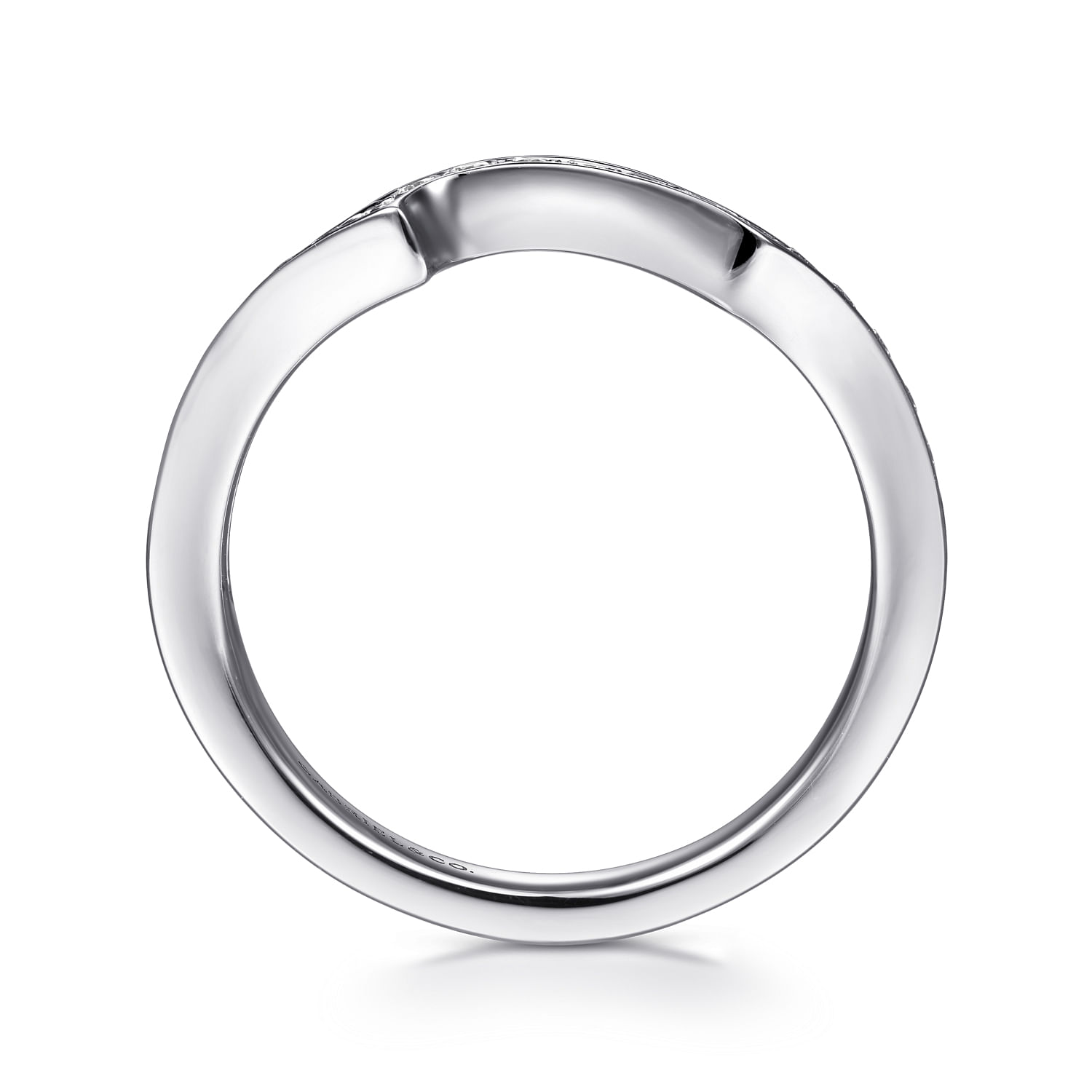 14k White Gold Diamond Curved Wedding Band angle 2 14k White Gold Diamond Curved Wedding Band angle 2