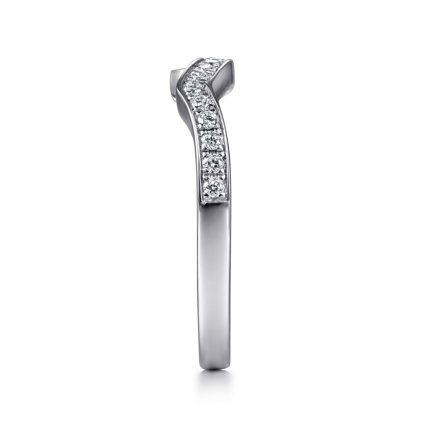 14k White Gold Diamond Curved Wedding Band angle 5 14k White Gold Diamond Curved Wedding Band angle 5