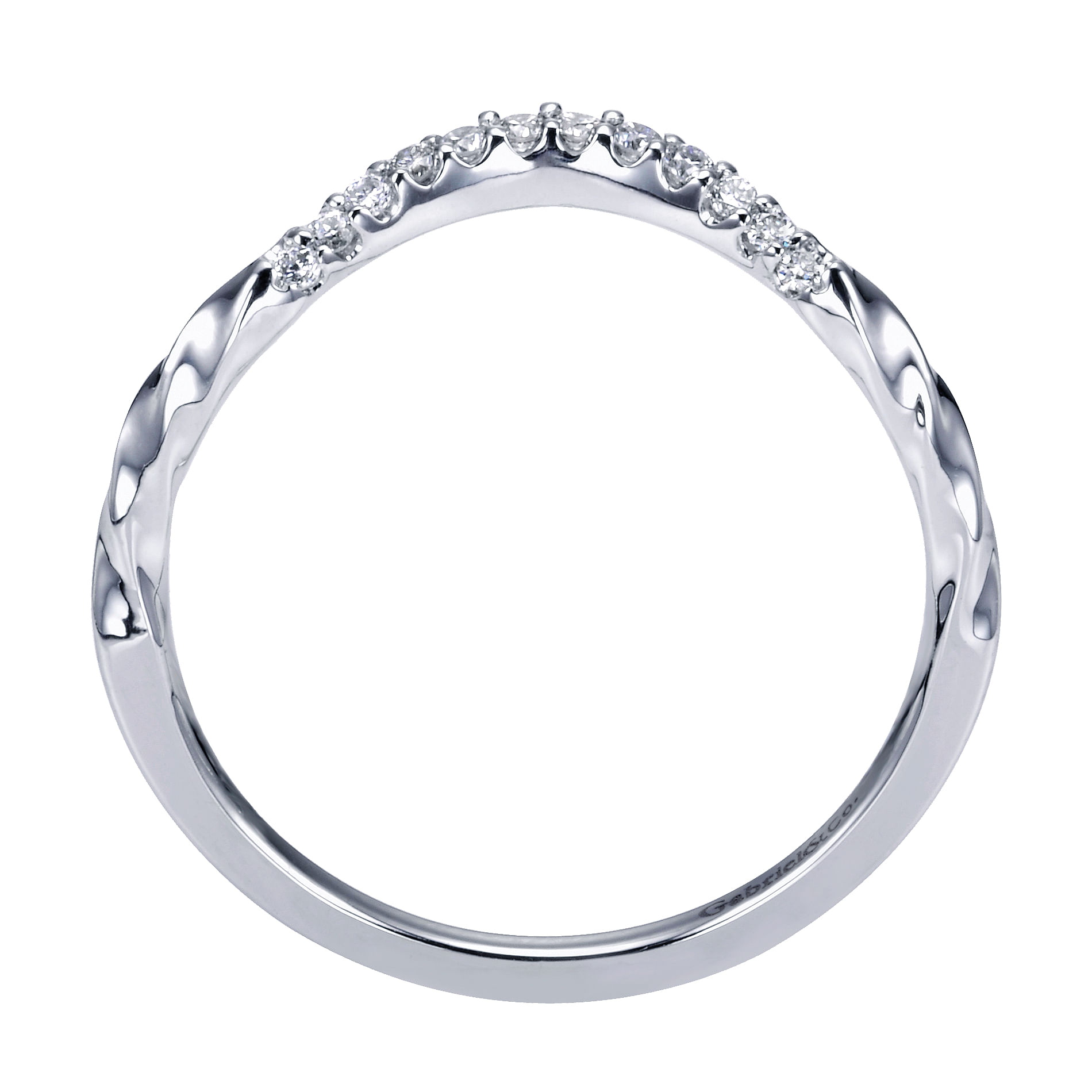 14k White Gold Diamond Curved Wedding Band angle 2 14k White Gold Diamond Curved Wedding Band angle 2