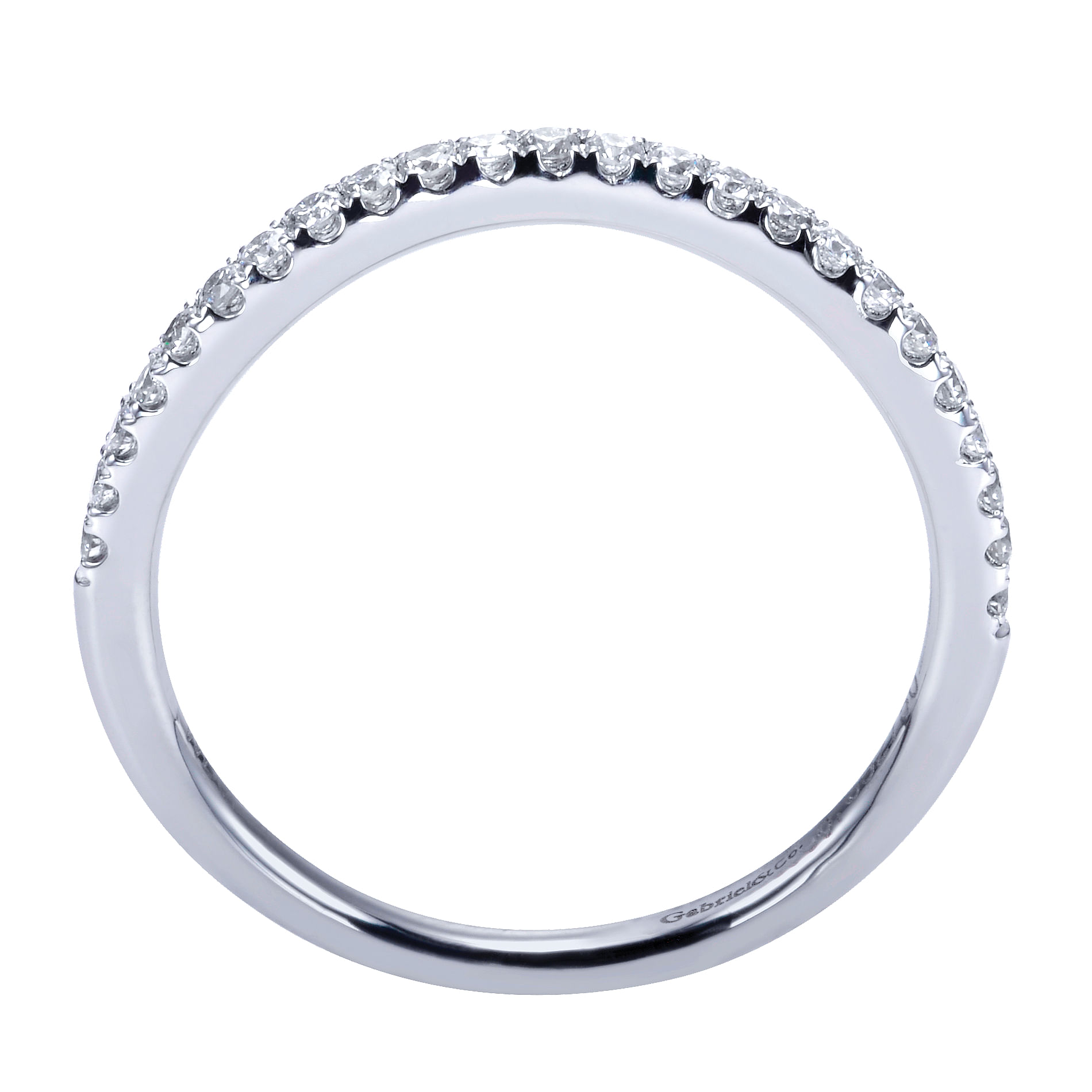 14k White Gold Diamond Curved Wedding Band angle 2 14k White Gold Diamond Curved Wedding Band angle 2