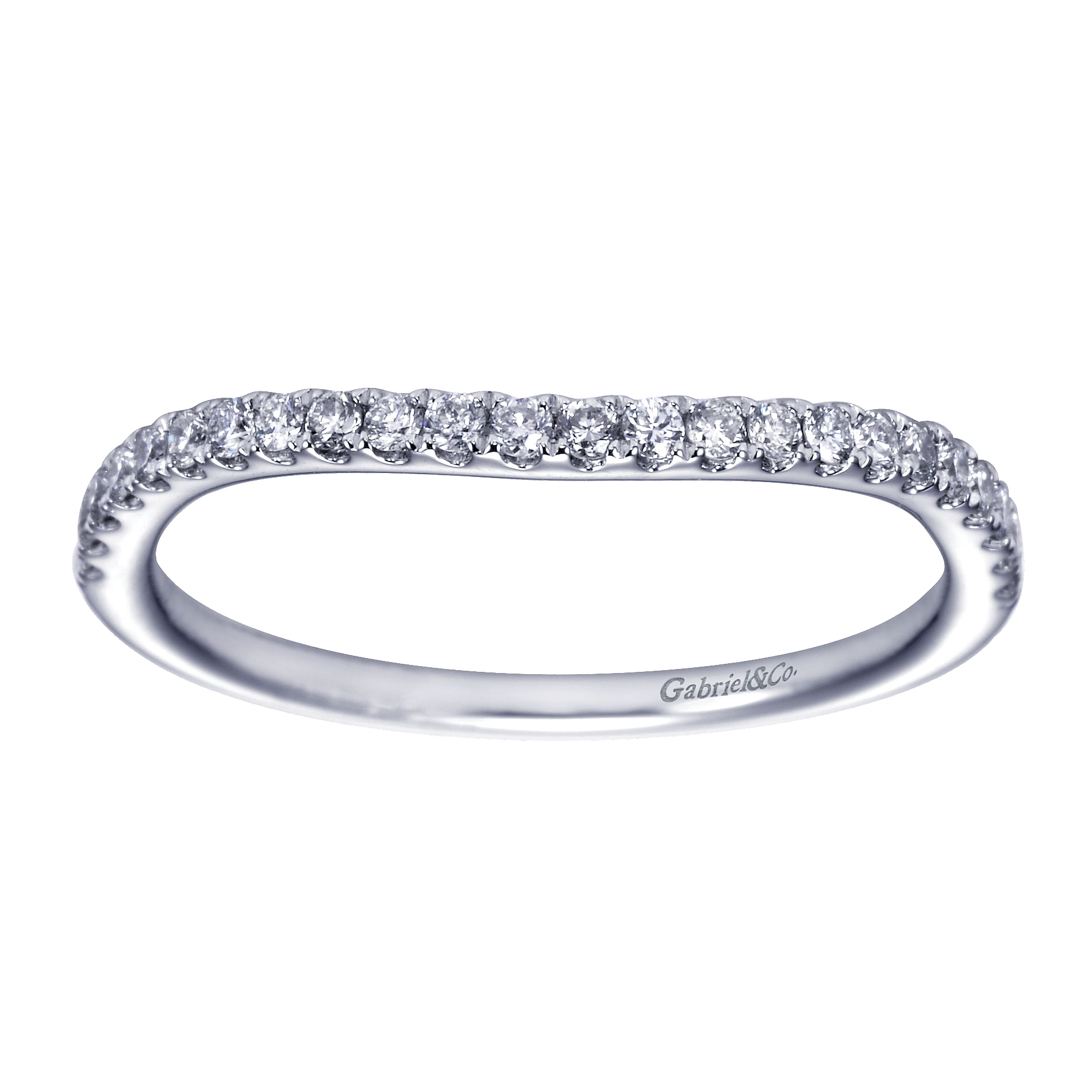 14k White Gold Diamond Curved Wedding Band angle 5 14k White Gold Diamond Curved Wedding Band angle 5