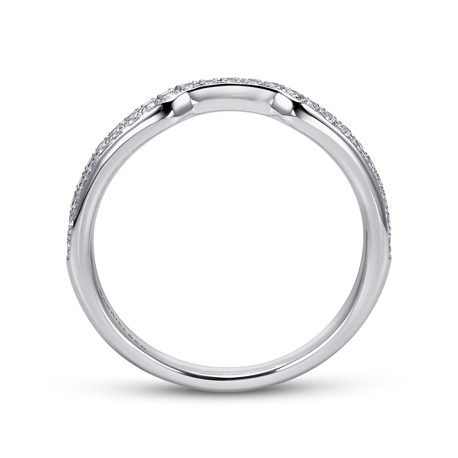 14k White Gold Diamond Curved Wedding Band angle 2 14k White Gold Diamond Curved Wedding Band angle 2
