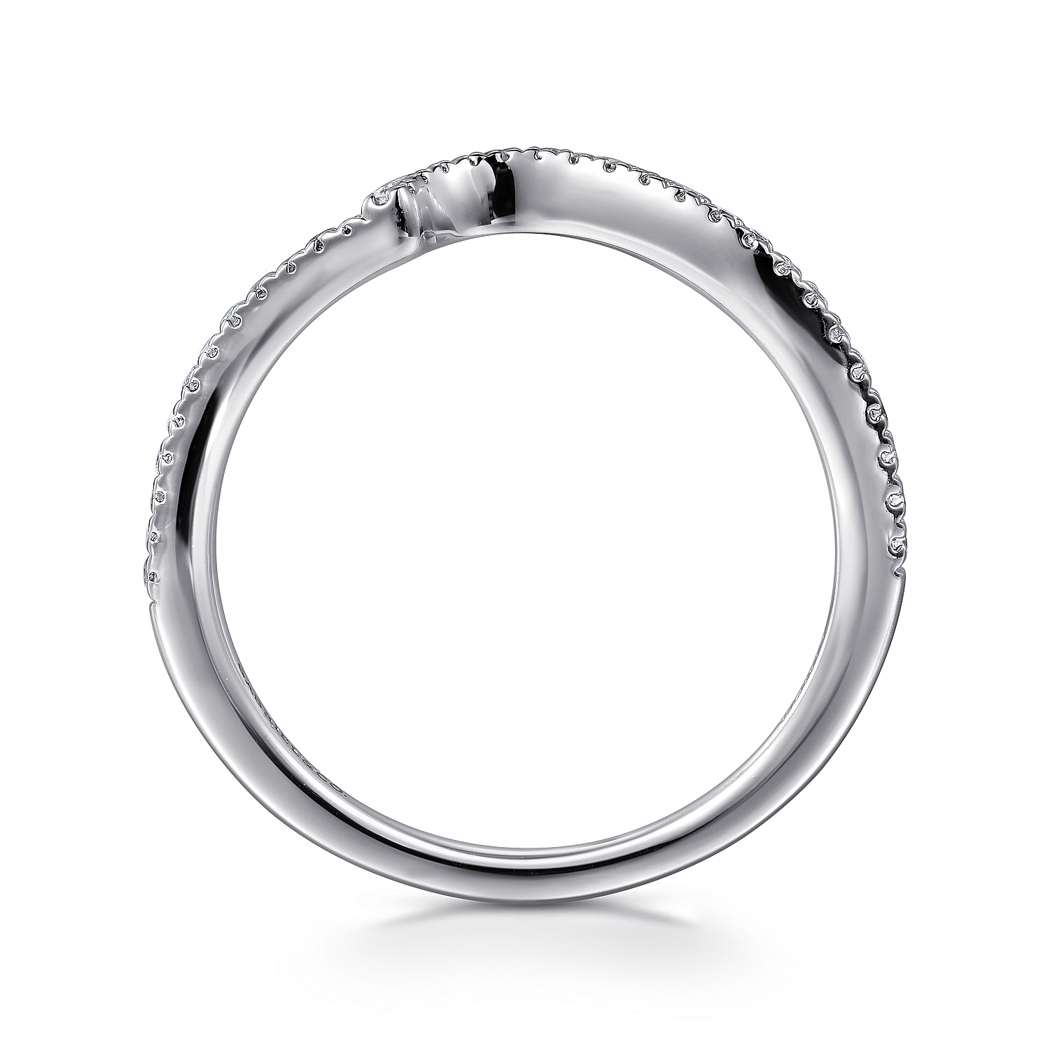 14k White Gold Diamond Curved Wedding Band angle 2 14k White Gold Diamond Curved Wedding Band angle 2
