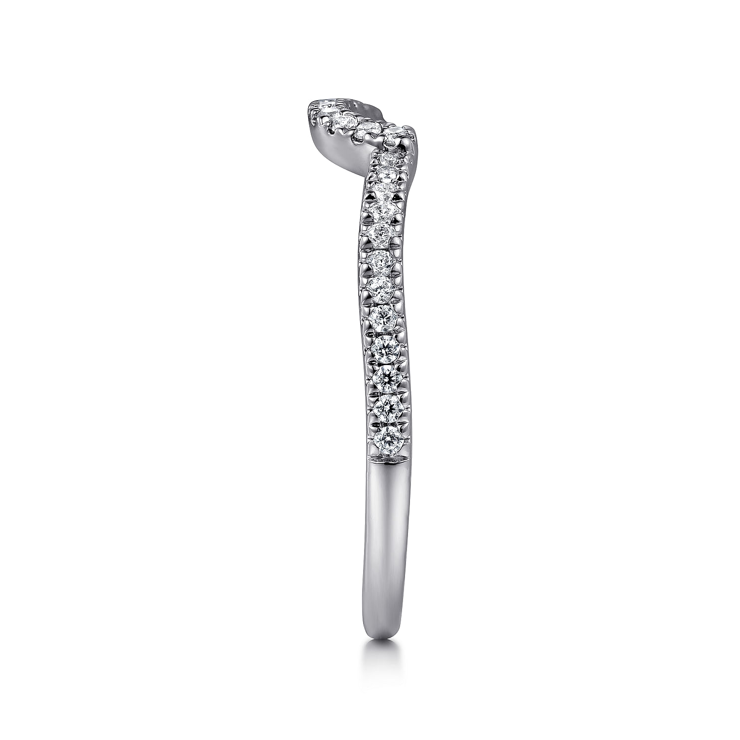 14k White Gold Diamond Curved Wedding Band angle 5 14k White Gold Diamond Curved Wedding Band angle 5