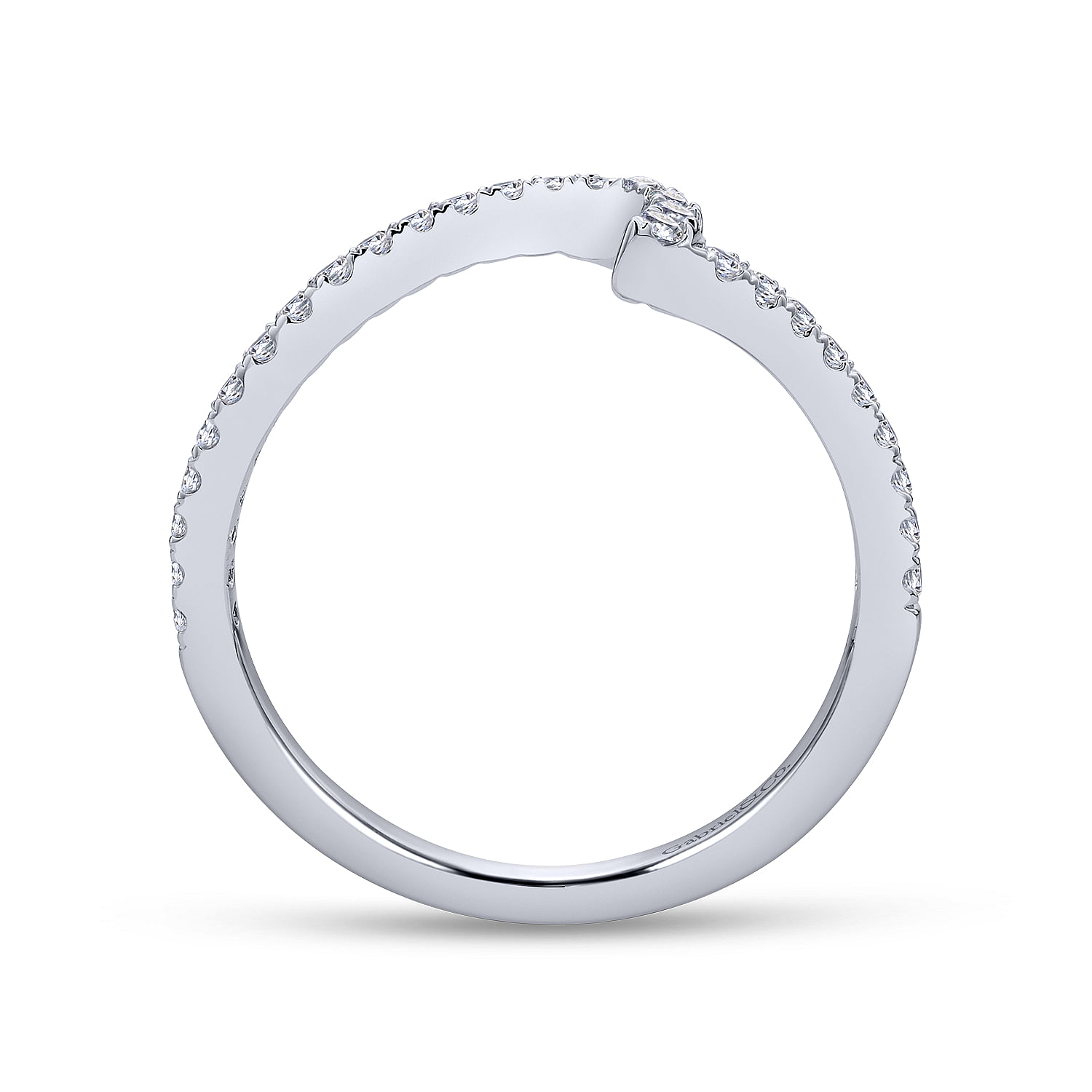 14k White Gold Diamond Curved Wedding Band angle 2 14k White Gold Diamond Curved Wedding Band angle 2