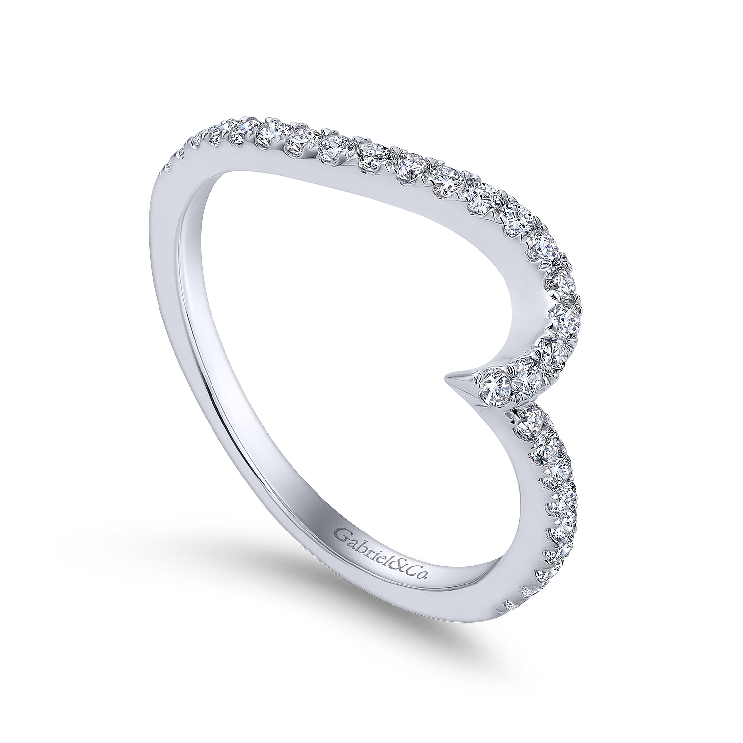 14k White Gold Diamond Curved Wedding Band angle 3 14k White Gold Diamond Curved Wedding Band angle 3