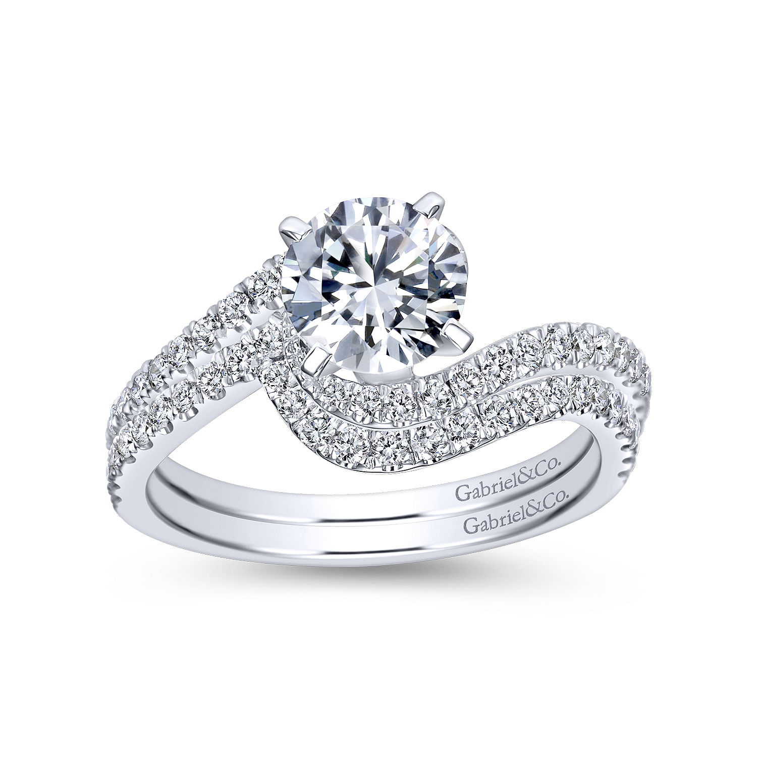 14k White Gold Diamond Curved Wedding Band angle 4 14k White Gold Diamond Curved Wedding Band angle 4