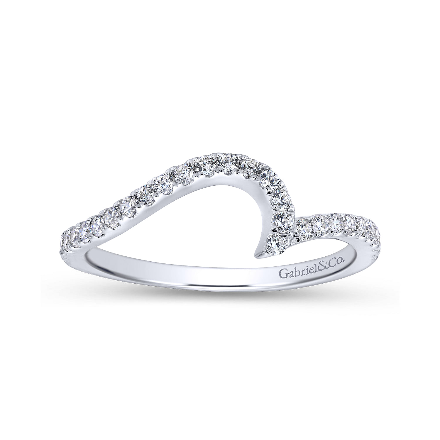 14k White Gold Diamond Curved Wedding Band angle 5 14k White Gold Diamond Curved Wedding Band angle 5