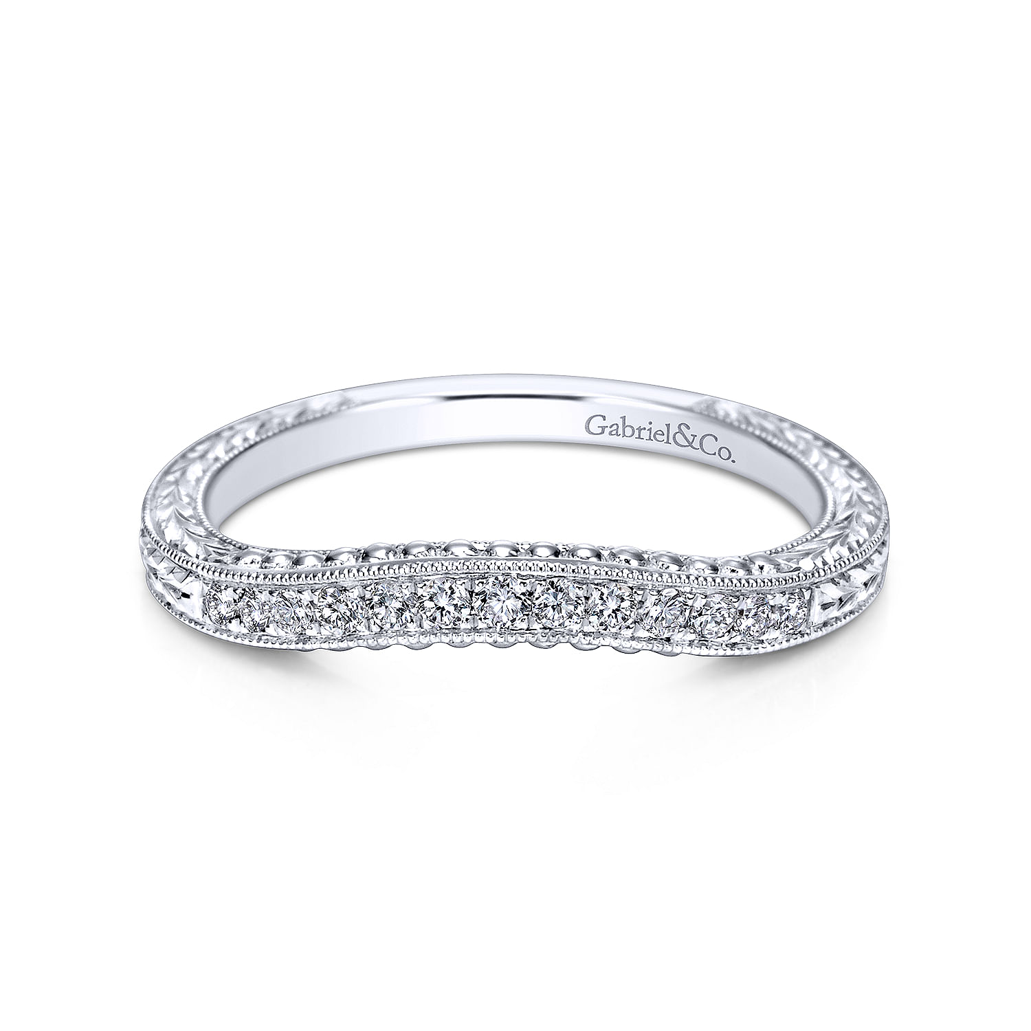 14k White Gold Diamond Curved 14k White Gold Diamond Curved