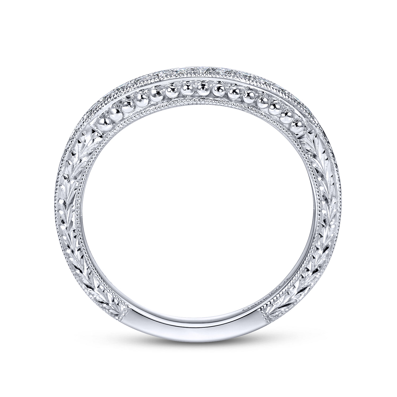14k White Gold Diamond Curved Wedding Band angle 2 14k White Gold Diamond Curved Wedding Band angle 2