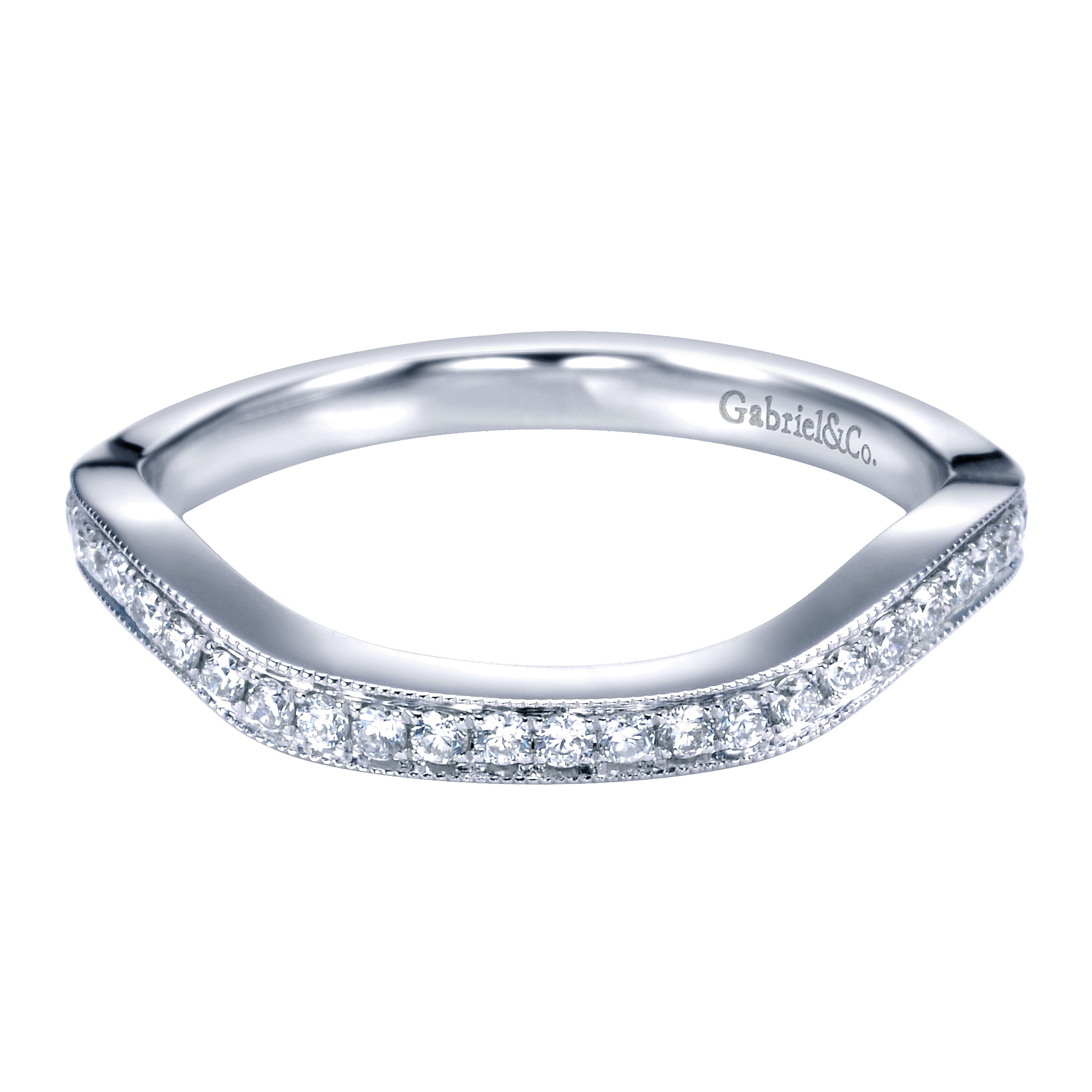 14k White Gold Diamond Curved 14k White Gold Diamond Curved