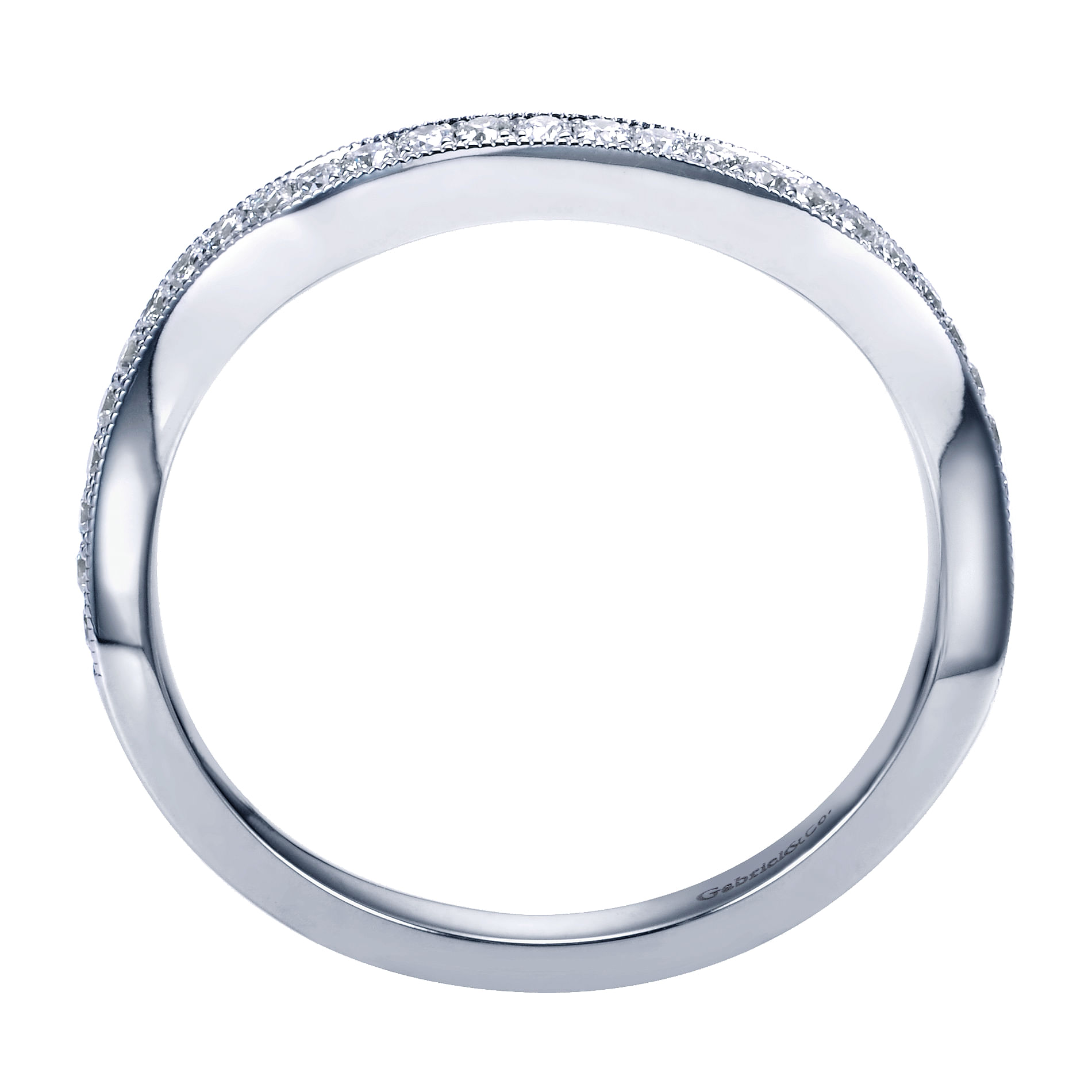 14k White Gold Diamond Curved Wedding Band angle 2 14k White Gold Diamond Curved Wedding Band angle 2