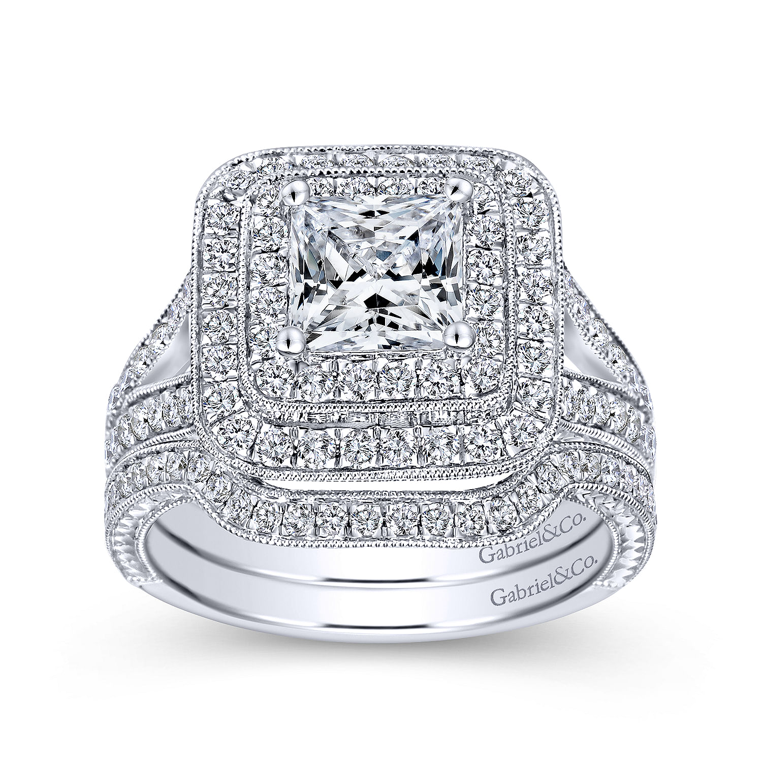 14k White Gold Diamond Curved Wedding Band angle 4 14k White Gold Diamond Curved Wedding Band angle 4