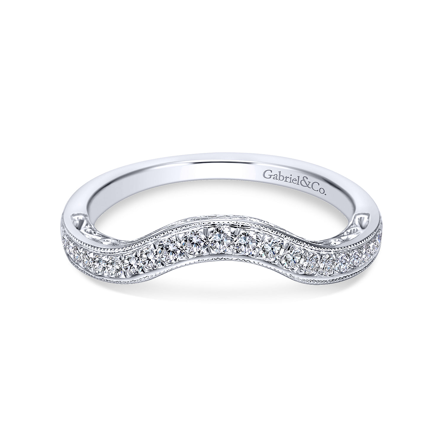 14k White Gold Diamond Curved 14k White Gold Diamond Curved