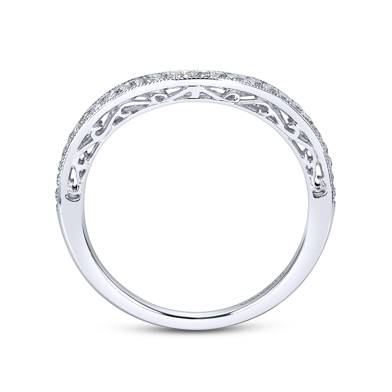 14k White Gold Diamond Curved Wedding Band angle 2 14k White Gold Diamond Curved Wedding Band angle 2