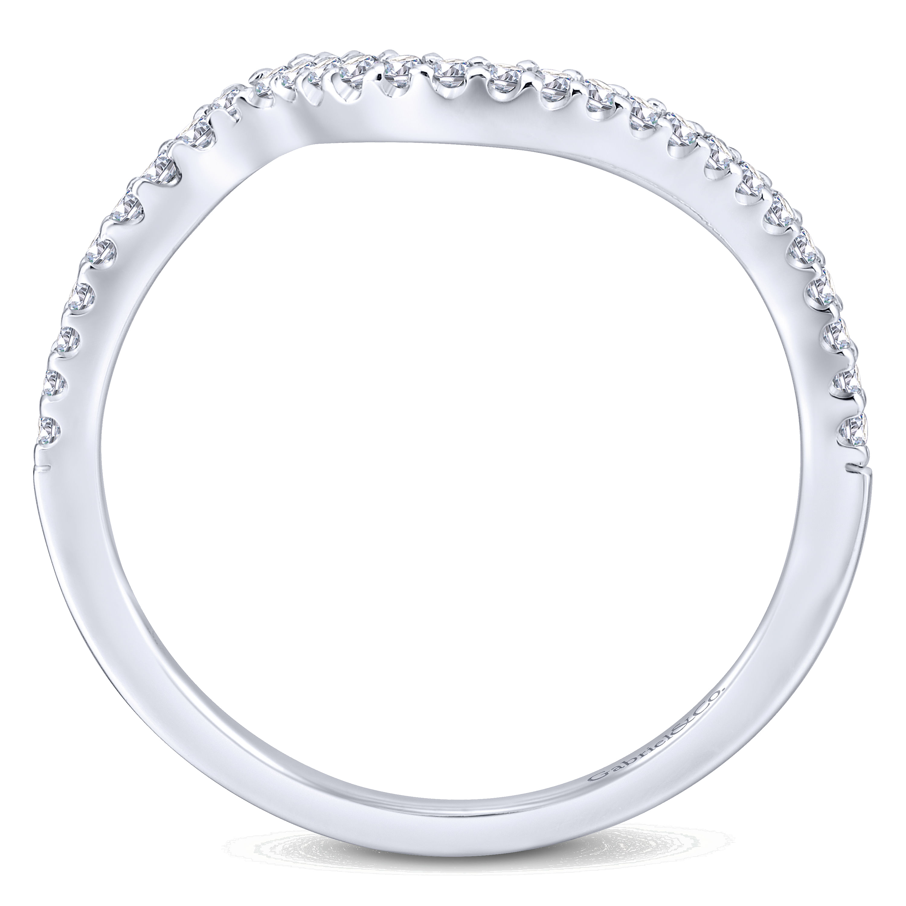 14k White Gold Diamond Curved Wedding Band angle 2 14k White Gold Diamond Curved Wedding Band angle 2