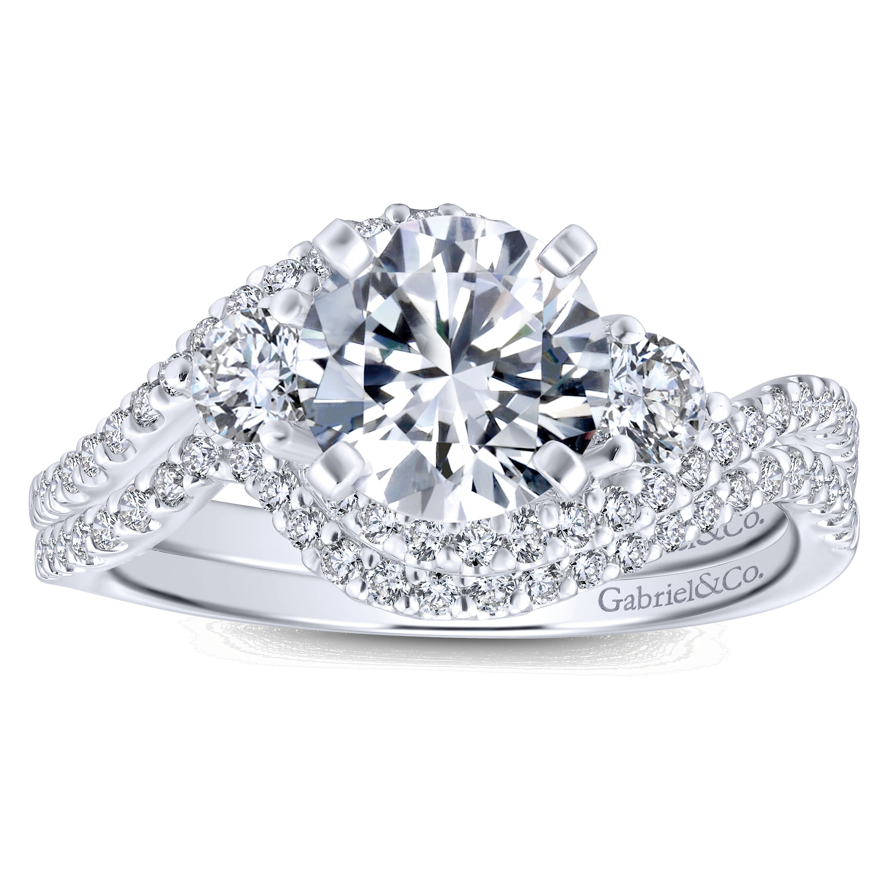 14k White Gold Diamond Curved Wedding Band angle 4 14k White Gold Diamond Curved Wedding Band angle 4