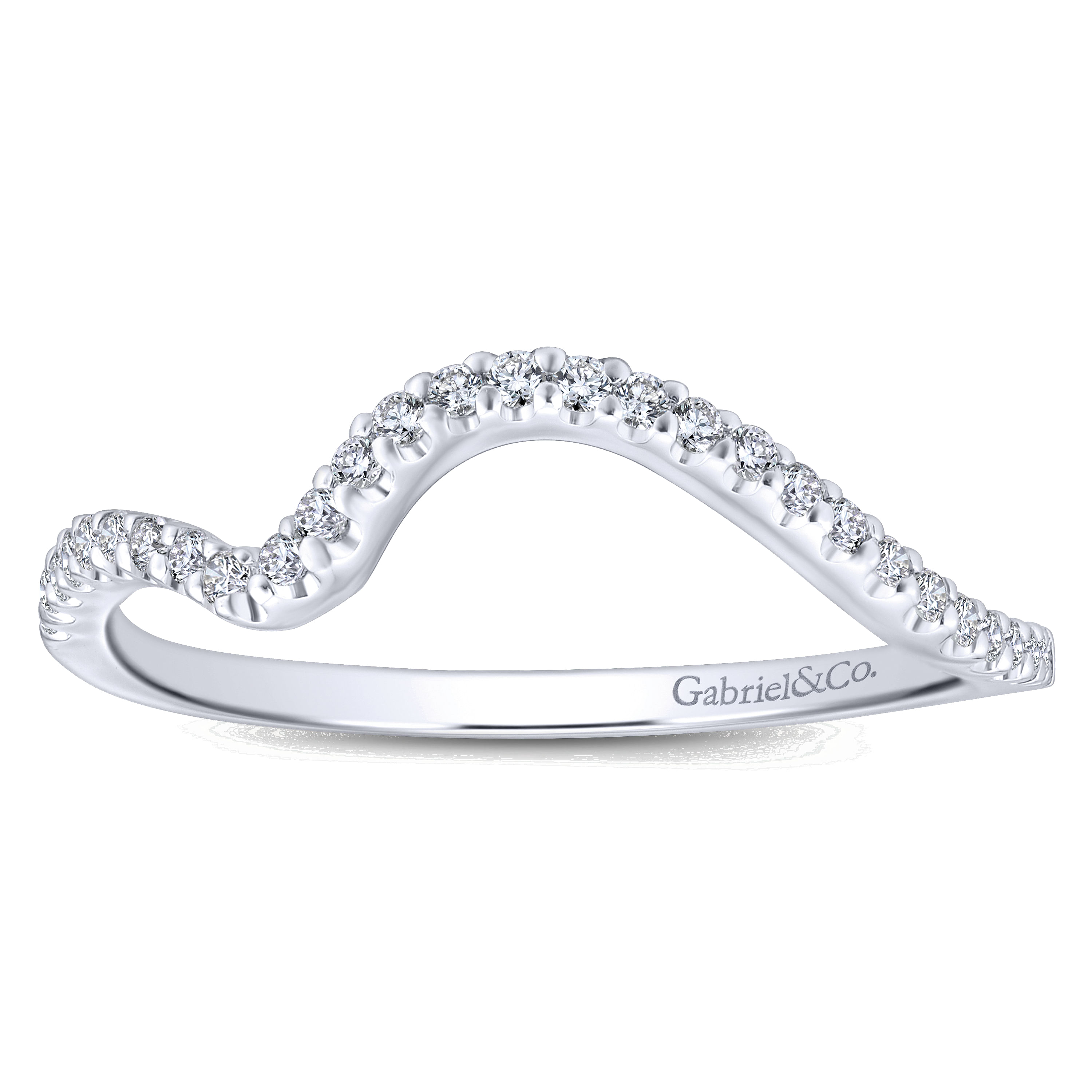 14k White Gold Diamond Curved Wedding Band angle 5 14k White Gold Diamond Curved Wedding Band angle 5