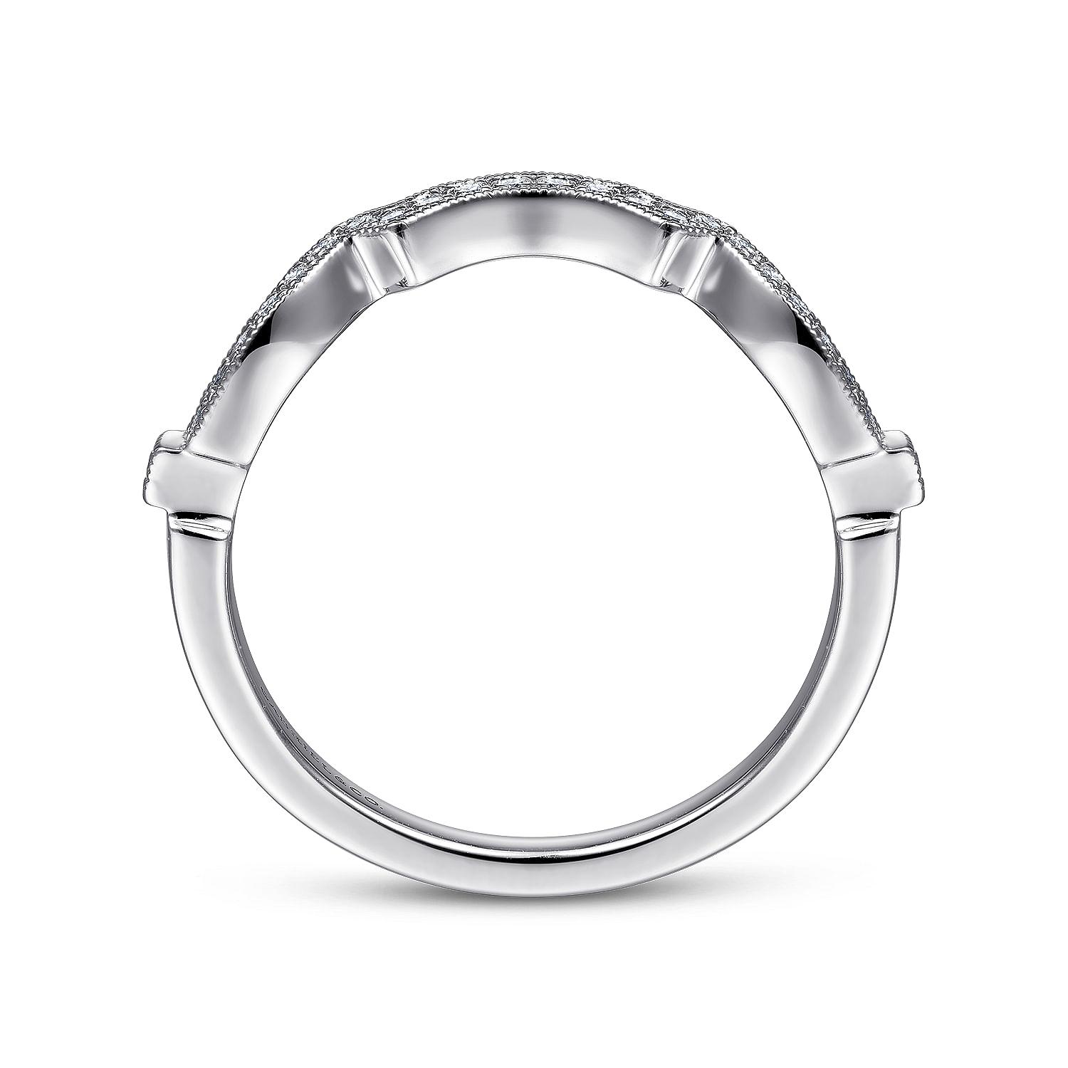 14k White Gold Diamond Curved Wedding Band angle 2 14k White Gold Diamond Curved Wedding Band angle 2