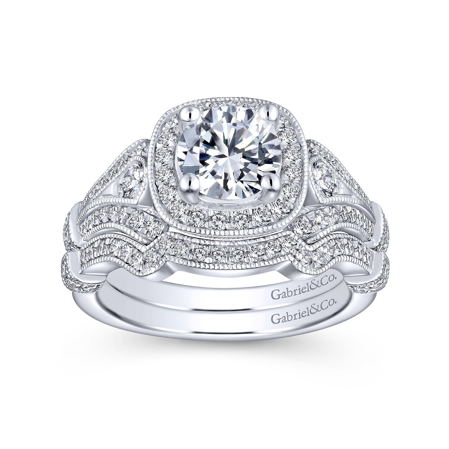14k White Gold Diamond Curved Wedding Band angle 4 14k White Gold Diamond Curved Wedding Band angle 4