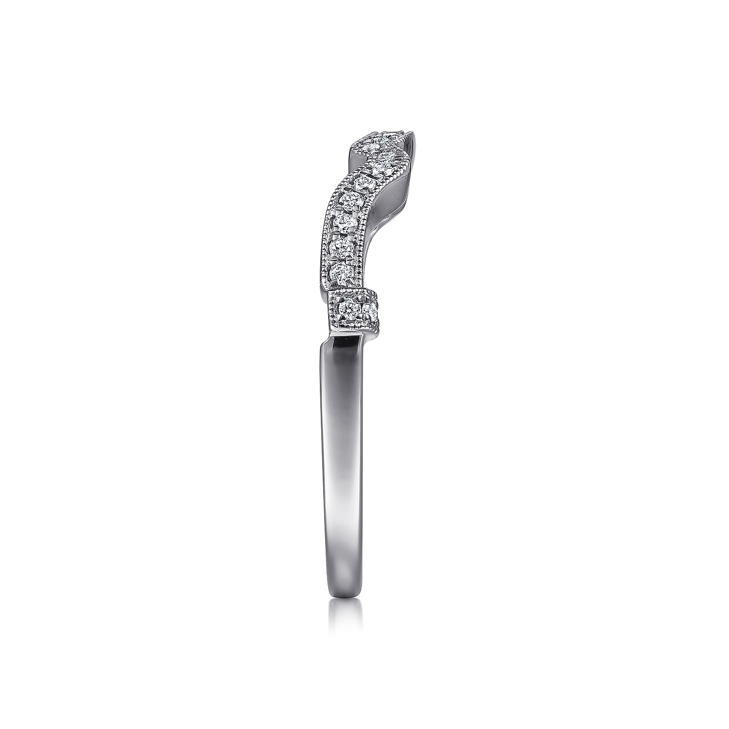 14k White Gold Diamond Curved Wedding Band angle 5 14k White Gold Diamond Curved Wedding Band angle 5