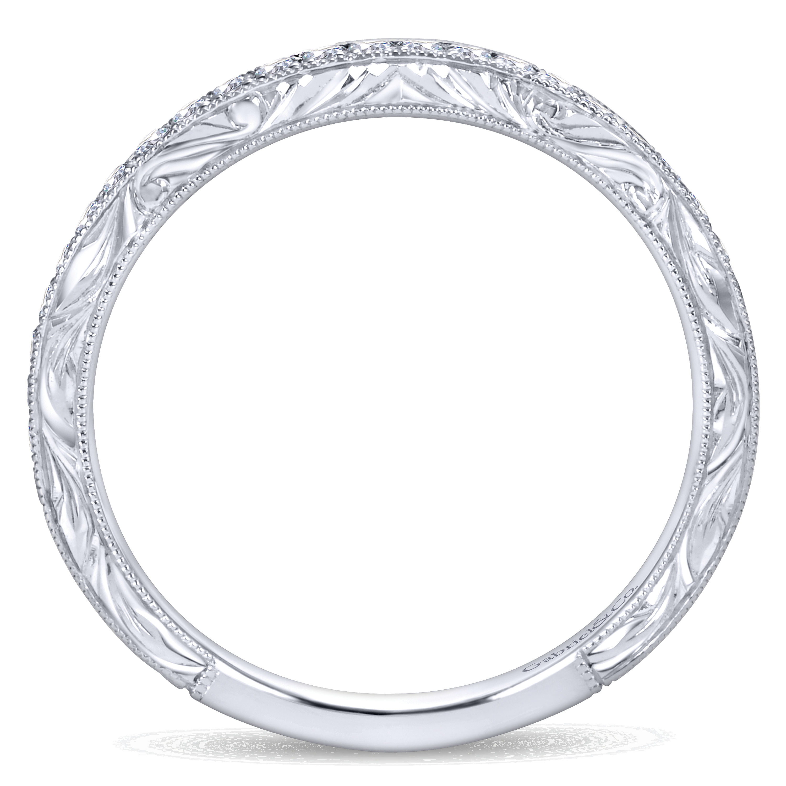 14k White Gold Diamond Curved Wedding Band angle 2 14k White Gold Diamond Curved Wedding Band angle 2