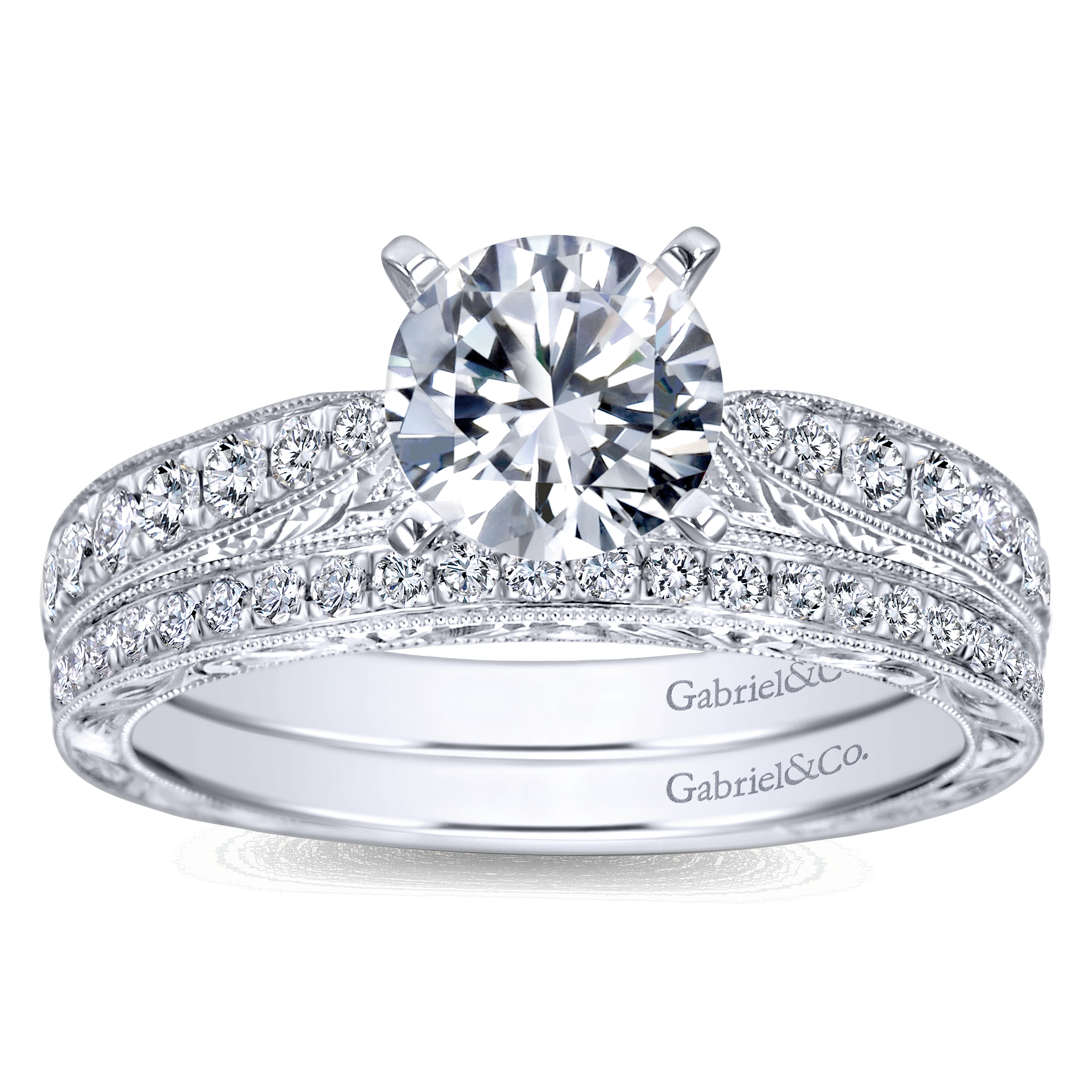 14k White Gold Diamond Curved Wedding Band angle 4 14k White Gold Diamond Curved Wedding Band angle 4