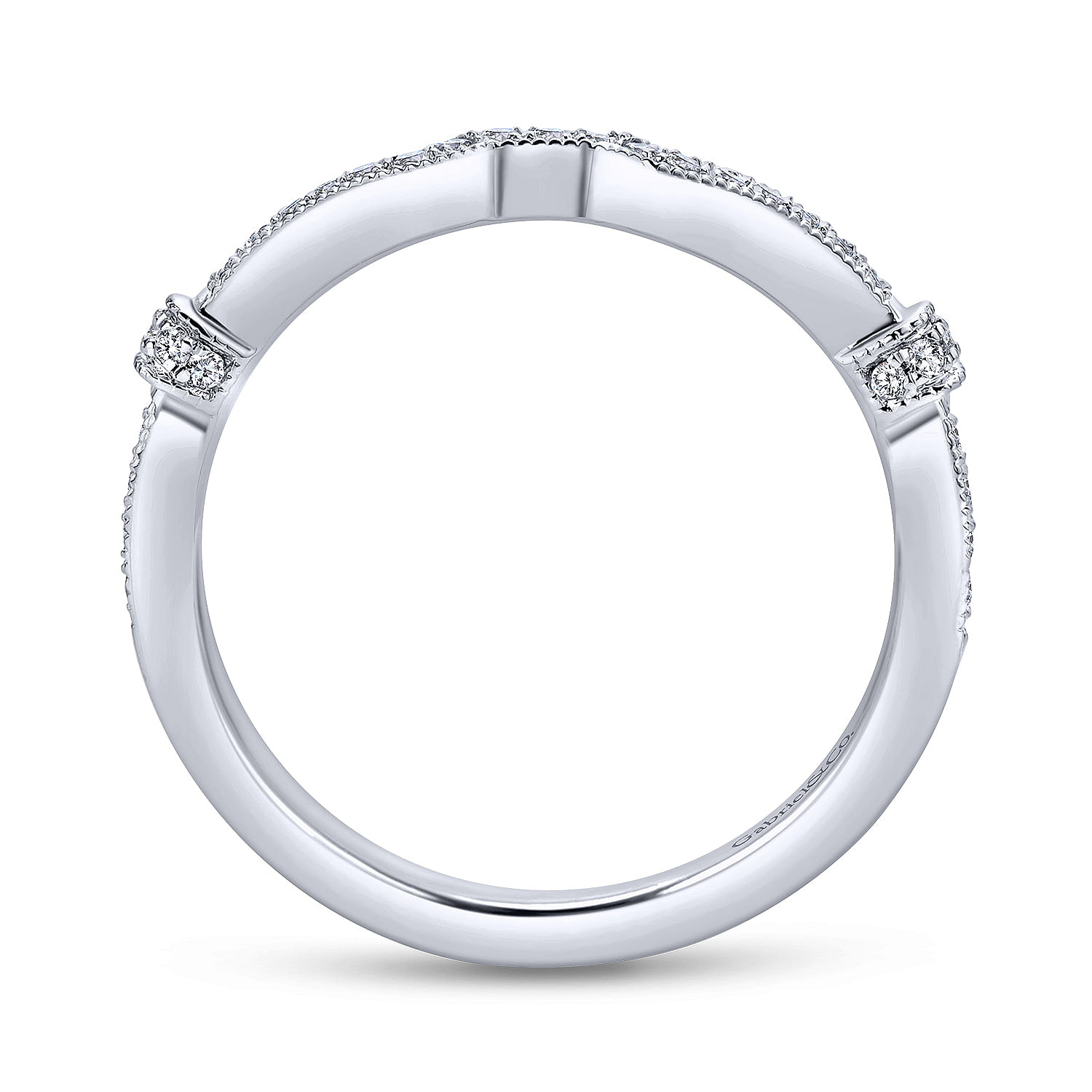 14k White Gold Diamond Curved Wedding Band angle 2 14k White Gold Diamond Curved Wedding Band angle 2