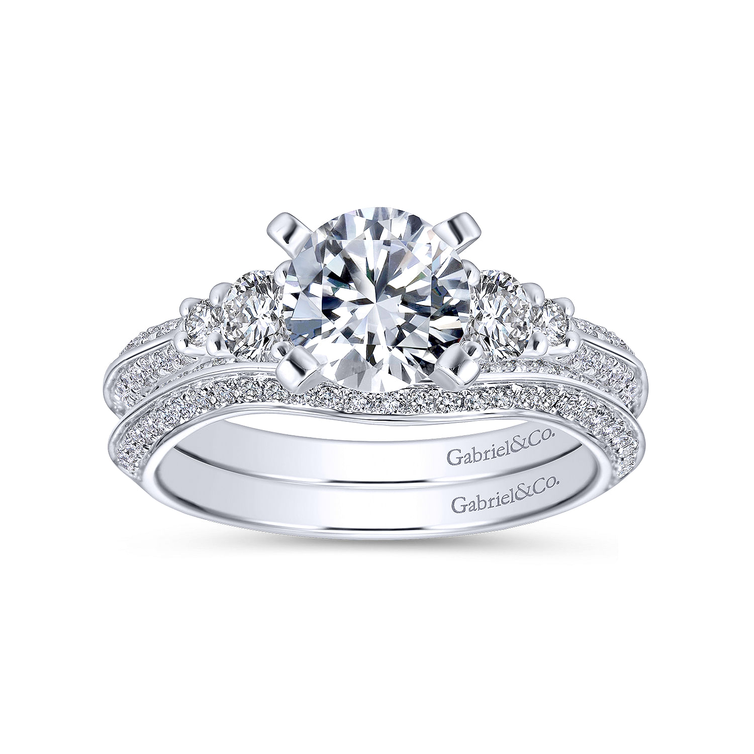 14k White Gold Diamond Curved Wedding Band angle 4 14k White Gold Diamond Curved Wedding Band angle 4