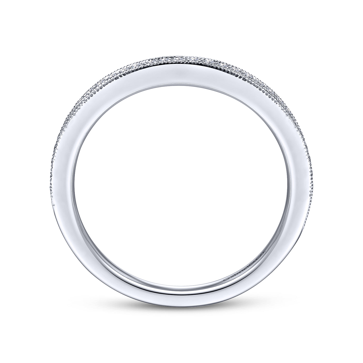 14k White Gold Diamond Curved Wedding Band angle 2 14k White Gold Diamond Curved Wedding Band angle 2