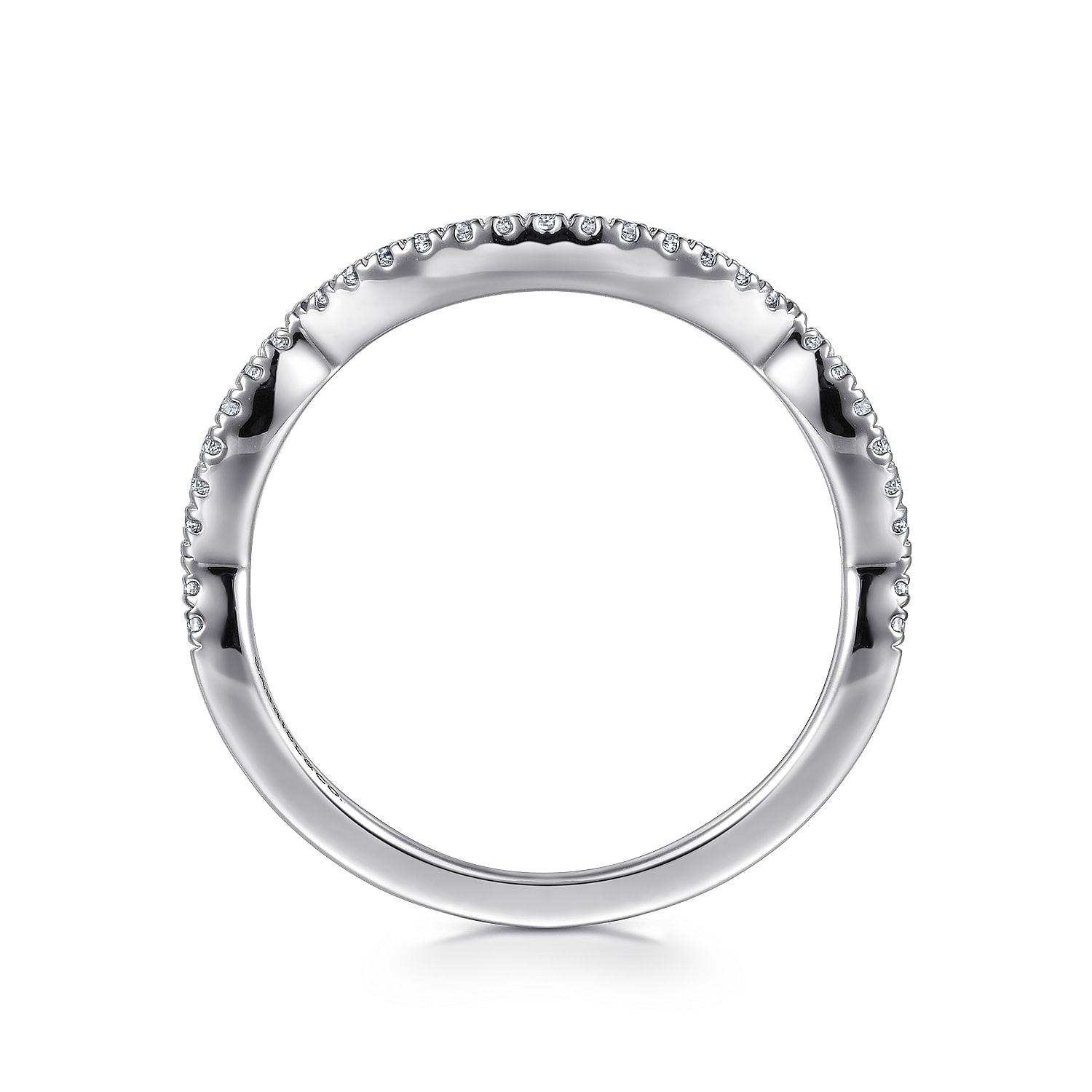 14k White Gold Diamond Curved Wedding Band angle 2 14k White Gold Diamond Curved Wedding Band angle 2