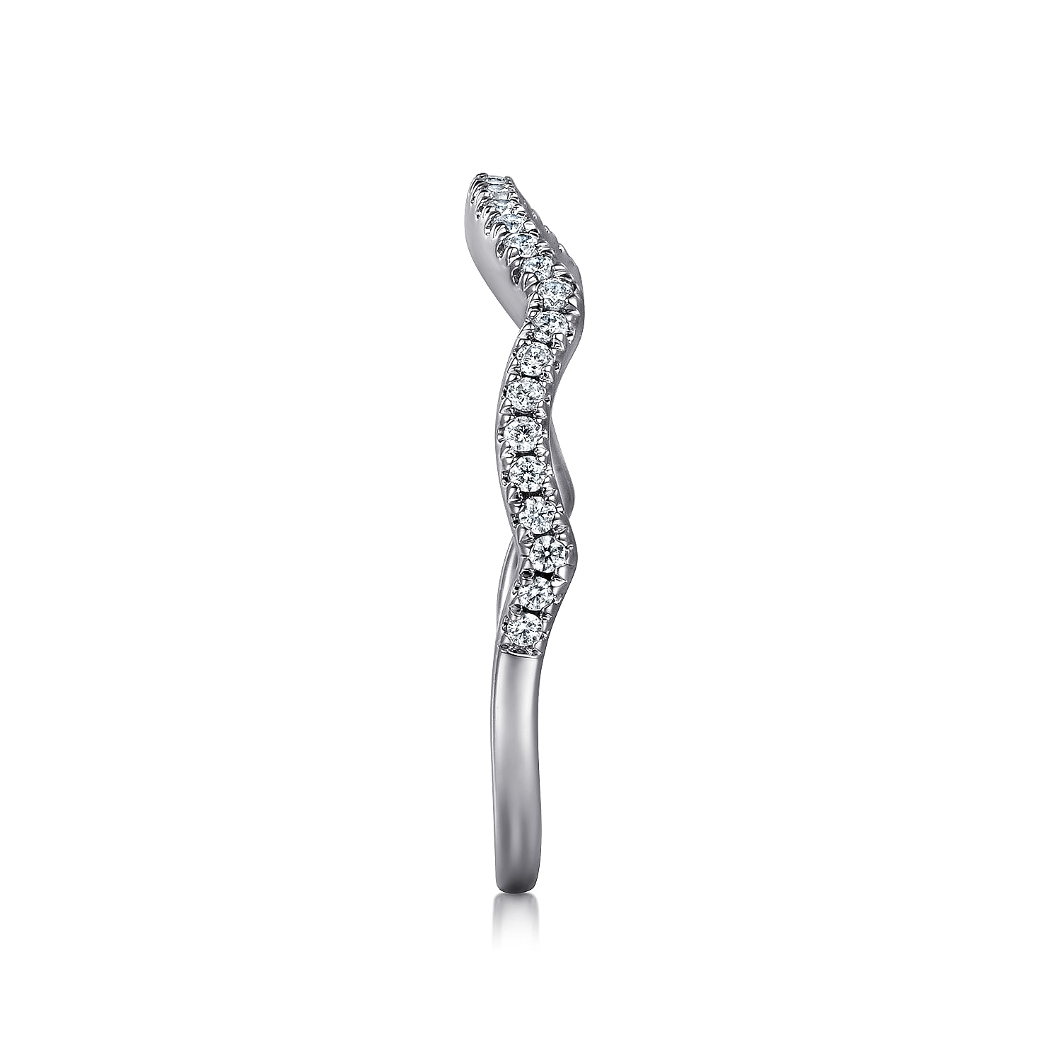 14k White Gold Diamond Curved Wedding Band angle 5 14k White Gold Diamond Curved Wedding Band angle 5