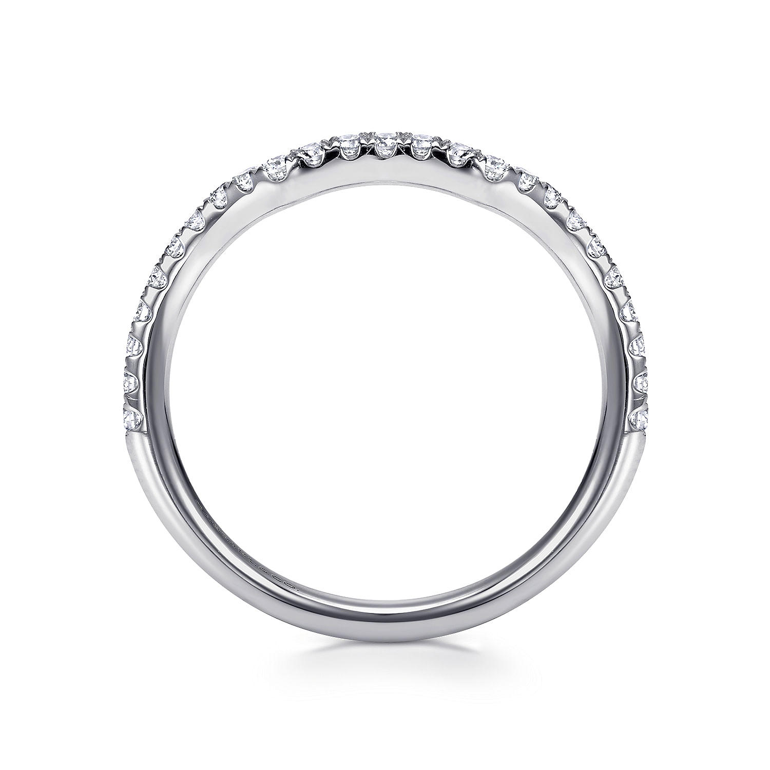 14k White Gold Diamond Curved Wedding Band angle 2 14k White Gold Diamond Curved Wedding Band angle 2