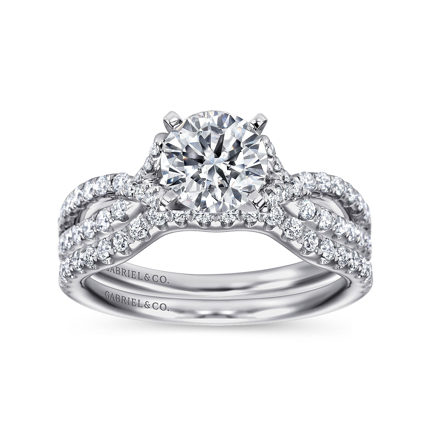 14k White Gold Diamond Curved Wedding Band angle 4 14k White Gold Diamond Curved Wedding Band angle 4