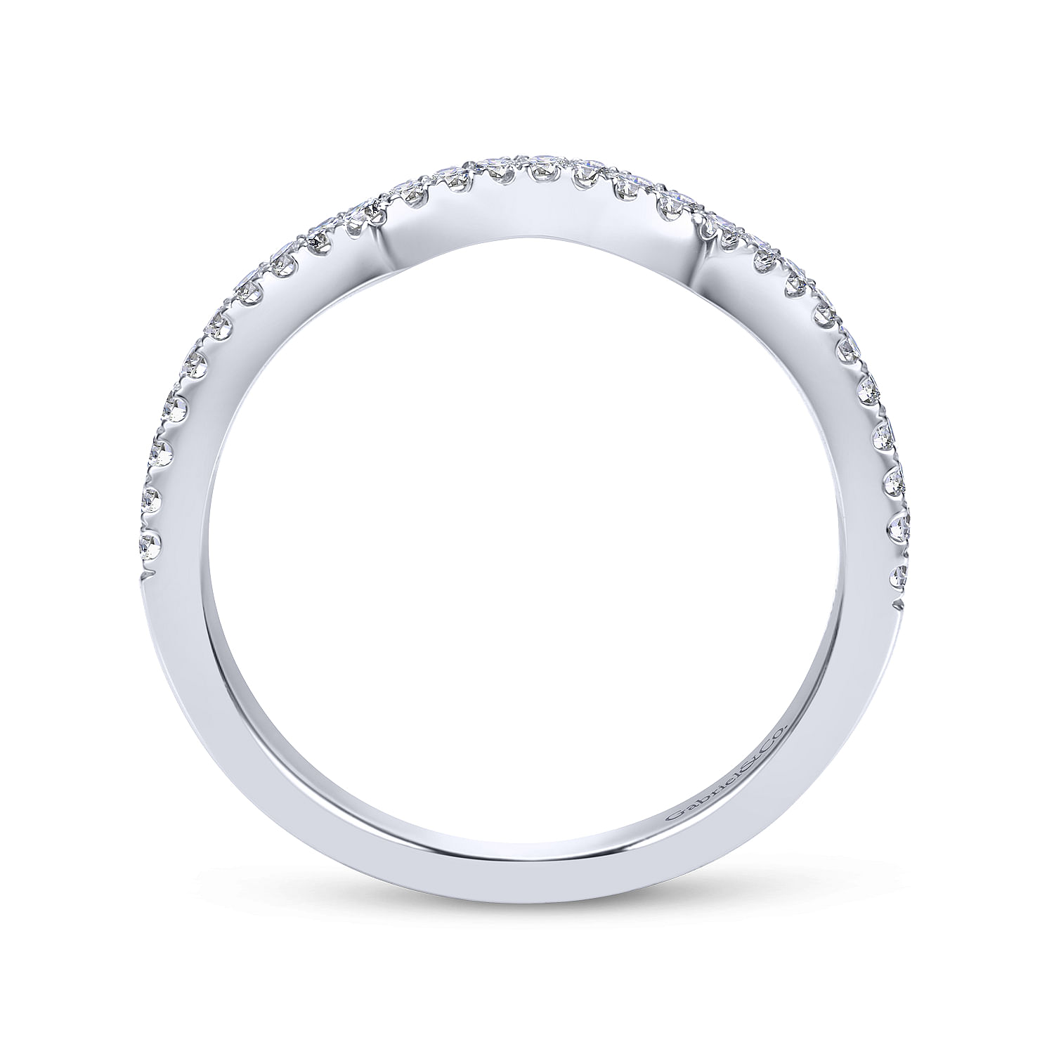 14k White Gold Diamond Curved Wedding Band angle 2 14k White Gold Diamond Curved Wedding Band angle 2