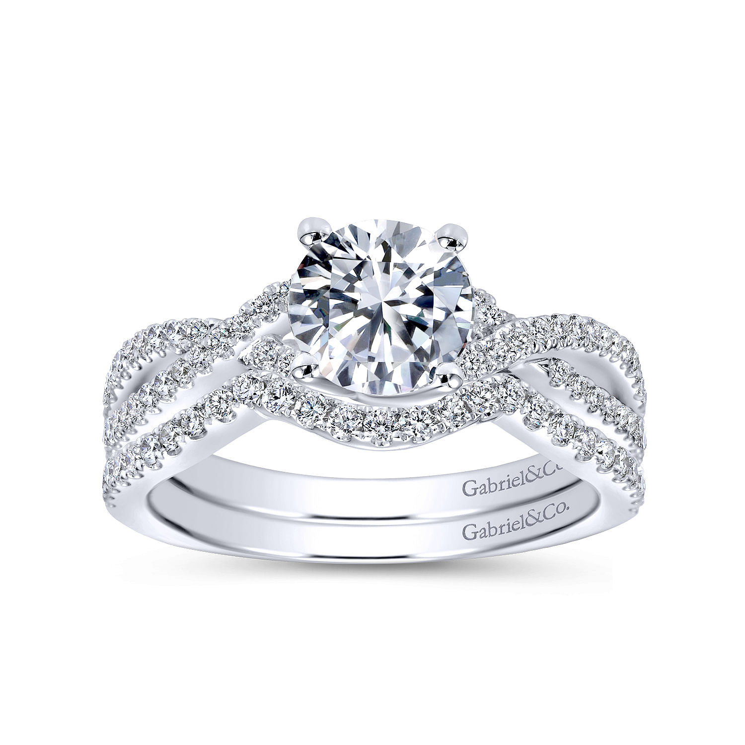 14k White Gold Diamond Curved Wedding Band angle 4 14k White Gold Diamond Curved Wedding Band angle 4