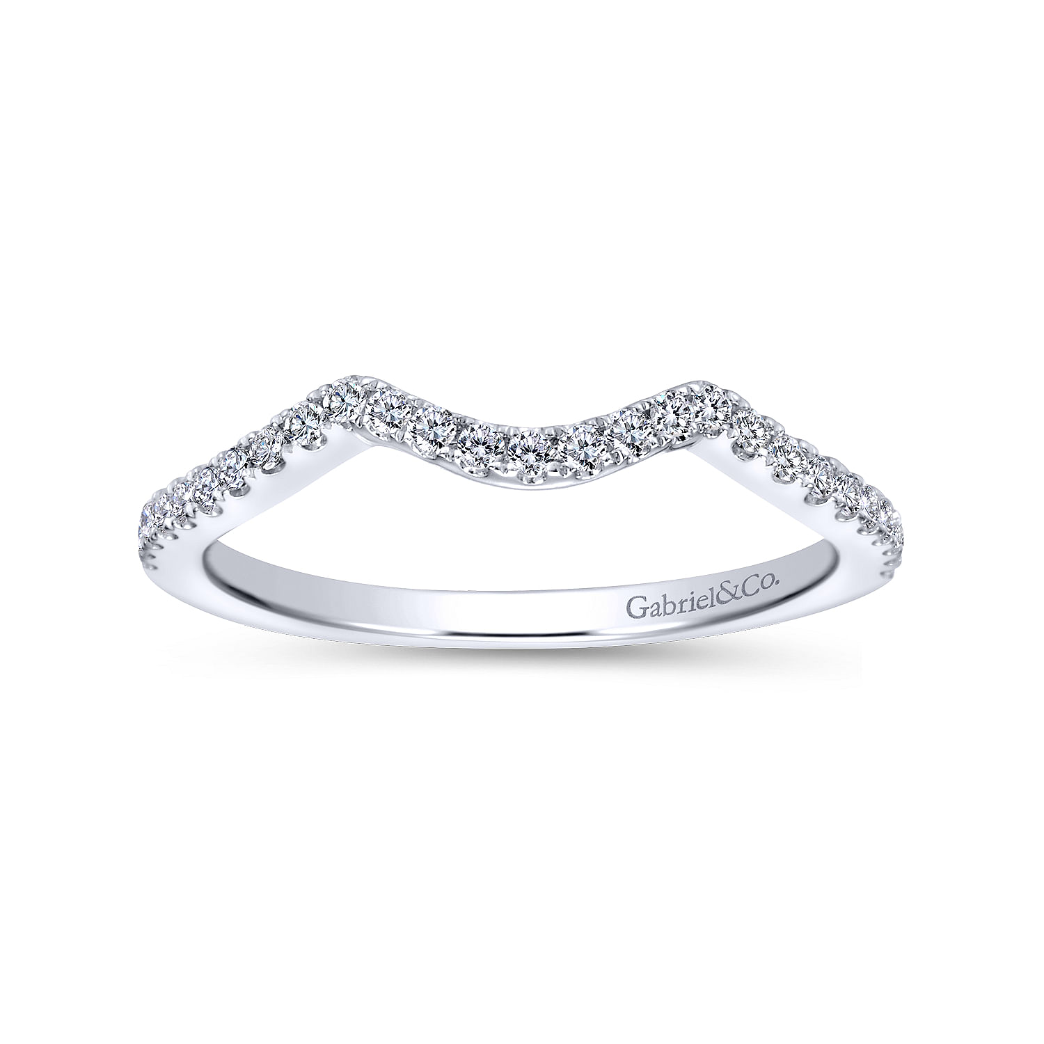 14k White Gold Diamond Curved Wedding Band angle 5 14k White Gold Diamond Curved Wedding Band angle 5