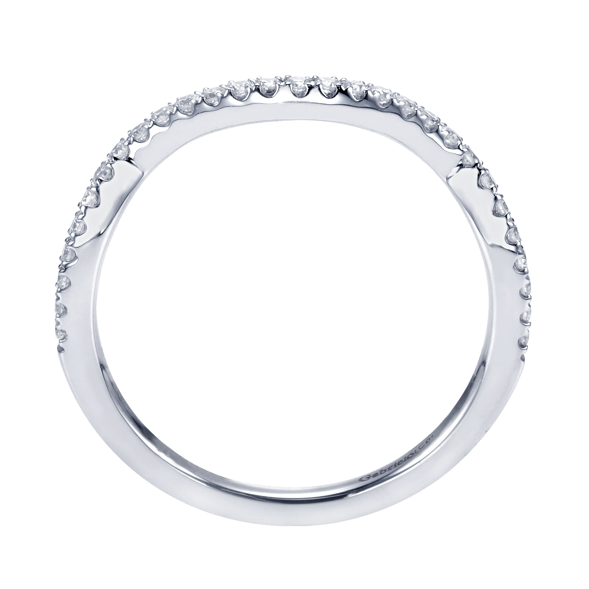 14k White Gold Diamond Curved Wedding Band angle 2 14k White Gold Diamond Curved Wedding Band angle 2