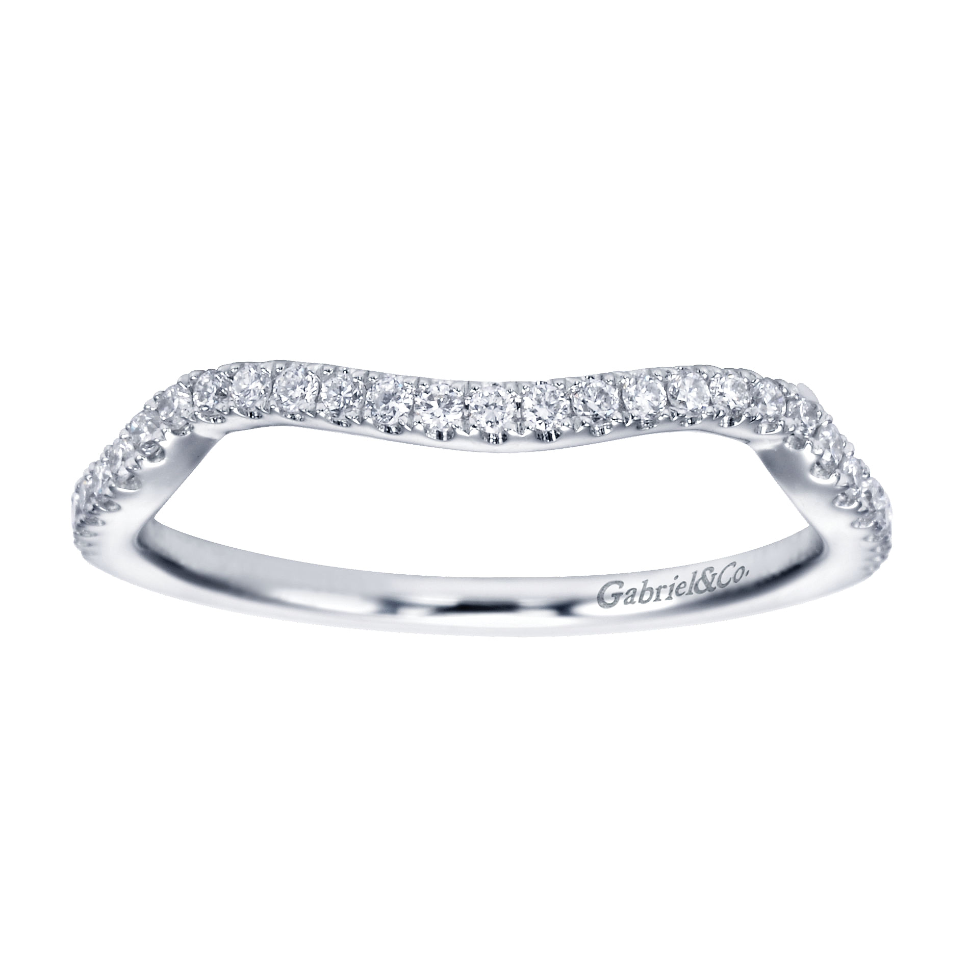 14k White Gold Diamond Curved Wedding Band angle 5 14k White Gold Diamond Curved Wedding Band angle 5