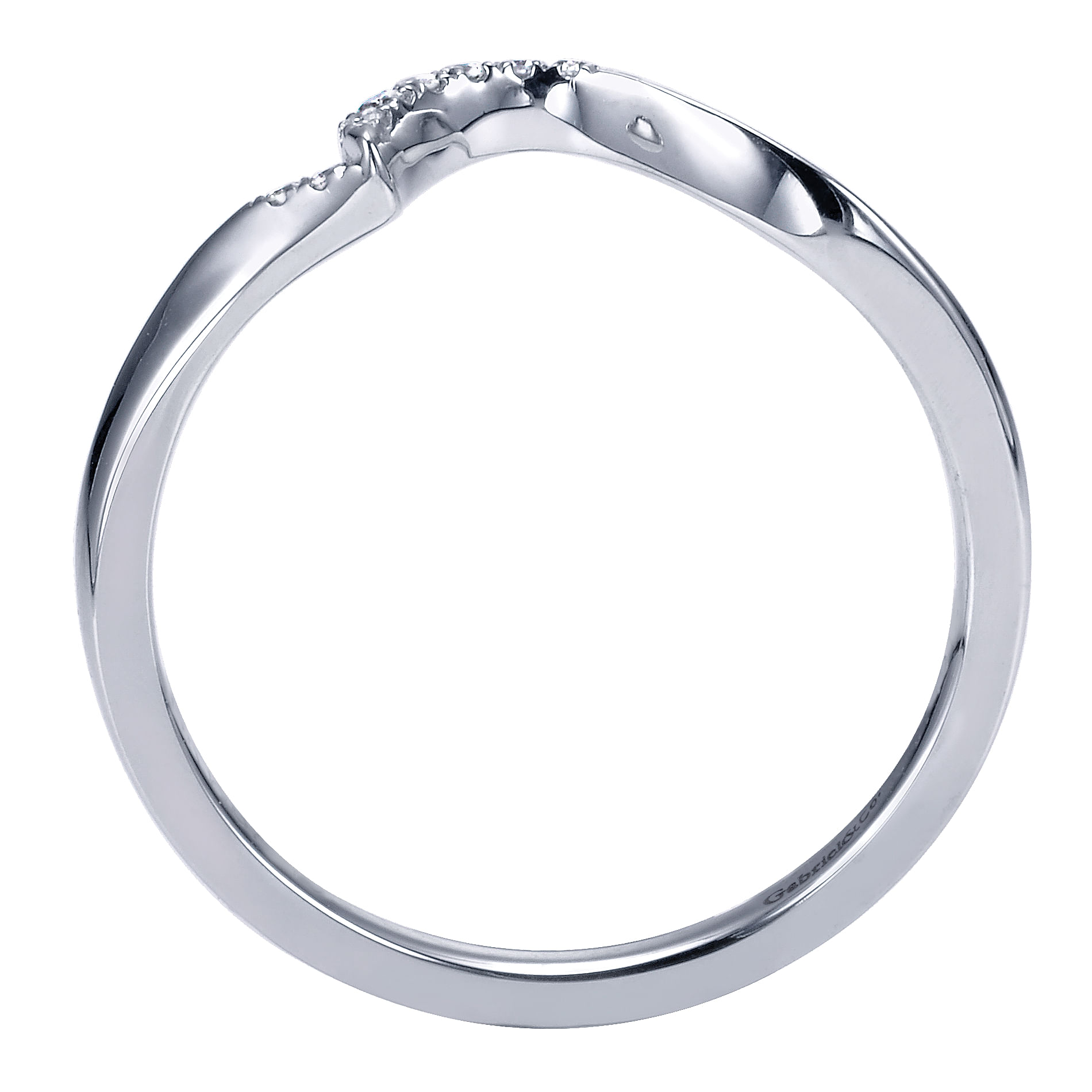14k White Gold Diamond Curved Wedding Band angle 2 14k White Gold Diamond Curved Wedding Band angle 2