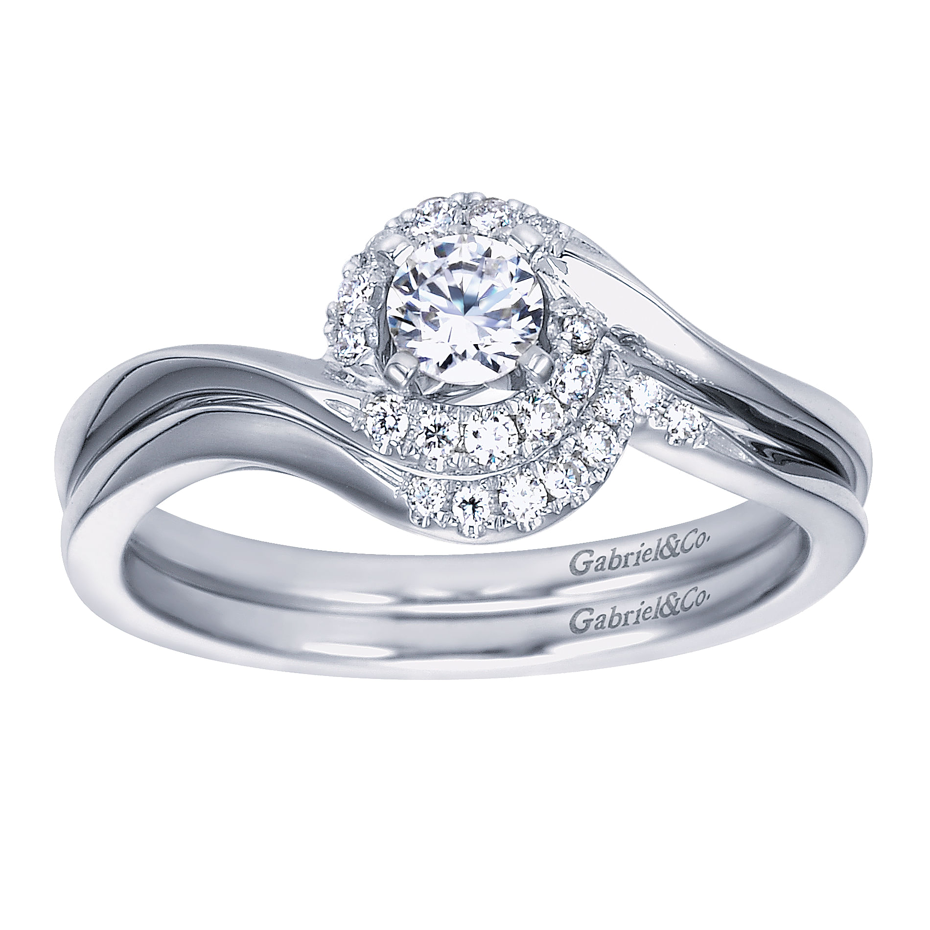 14k White Gold Diamond Curved Wedding Band angle 4 14k White Gold Diamond Curved Wedding Band angle 4